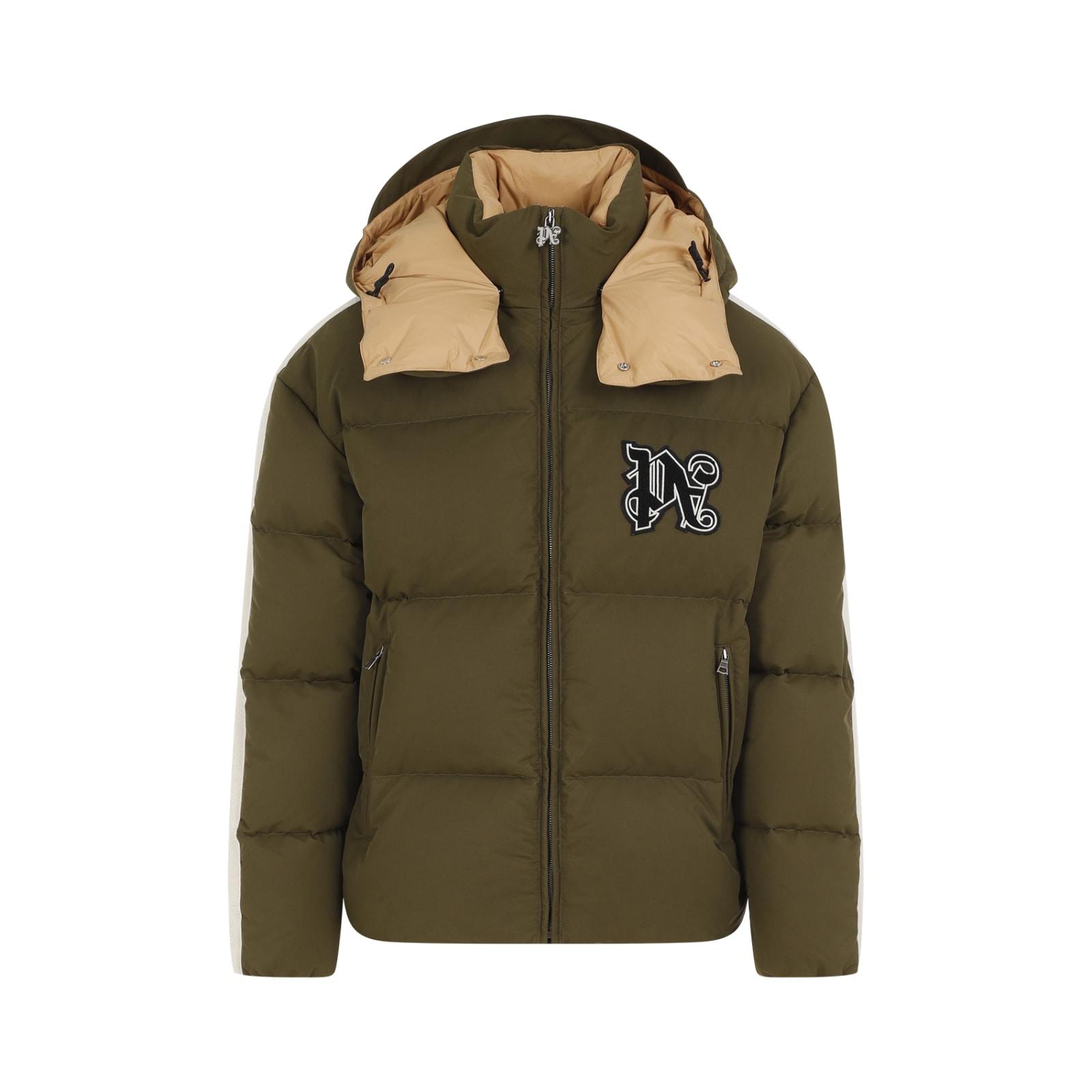 Shop Palm Angels Monogram Track Down Jacket In Military Black