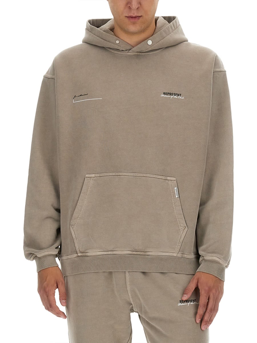 Shop Represent Patron Of The Club Hoodie In Grey