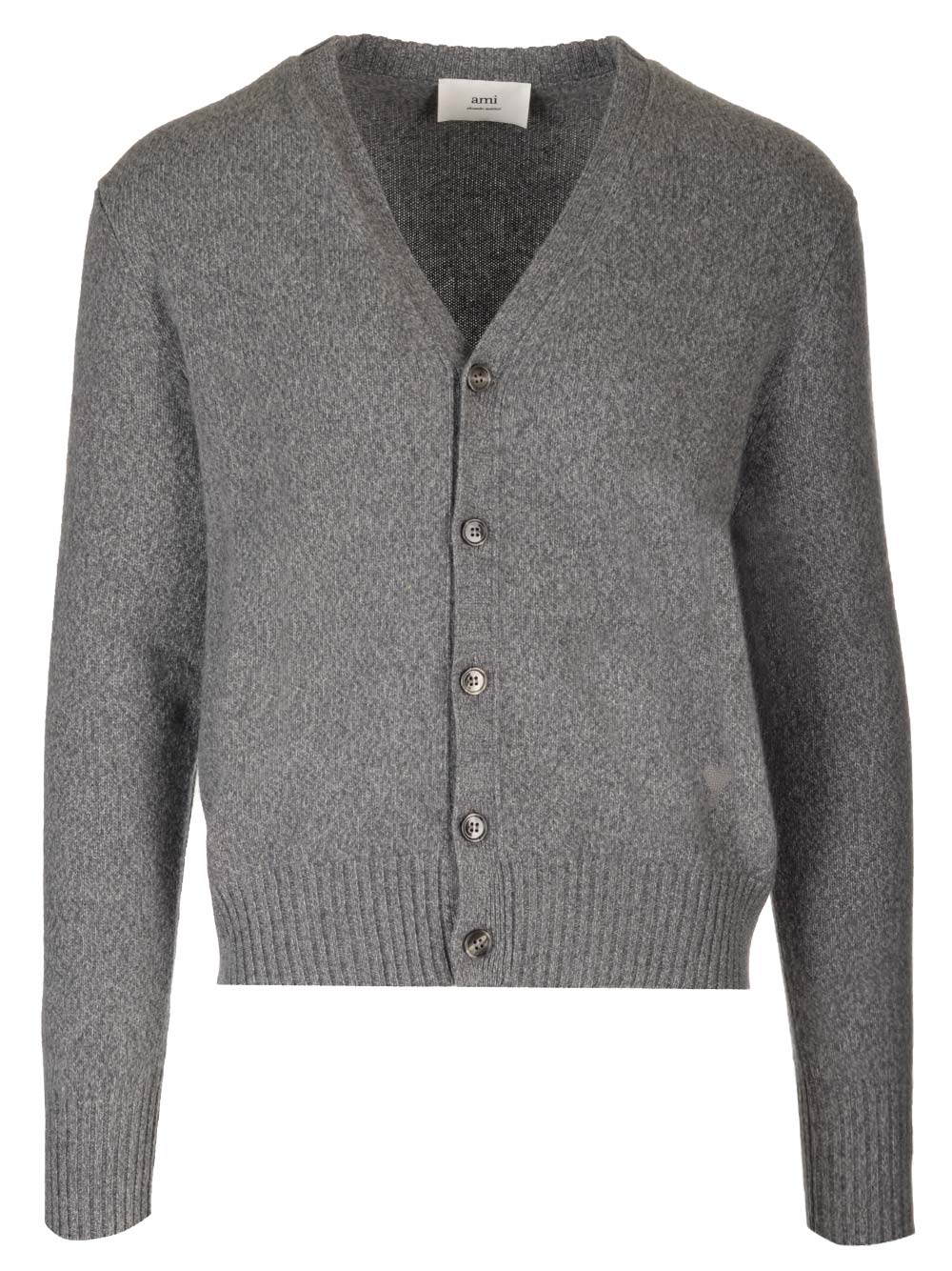 Shop Ami Alexandre Mattiussi Cashmere And Wool Cardigan In Grey