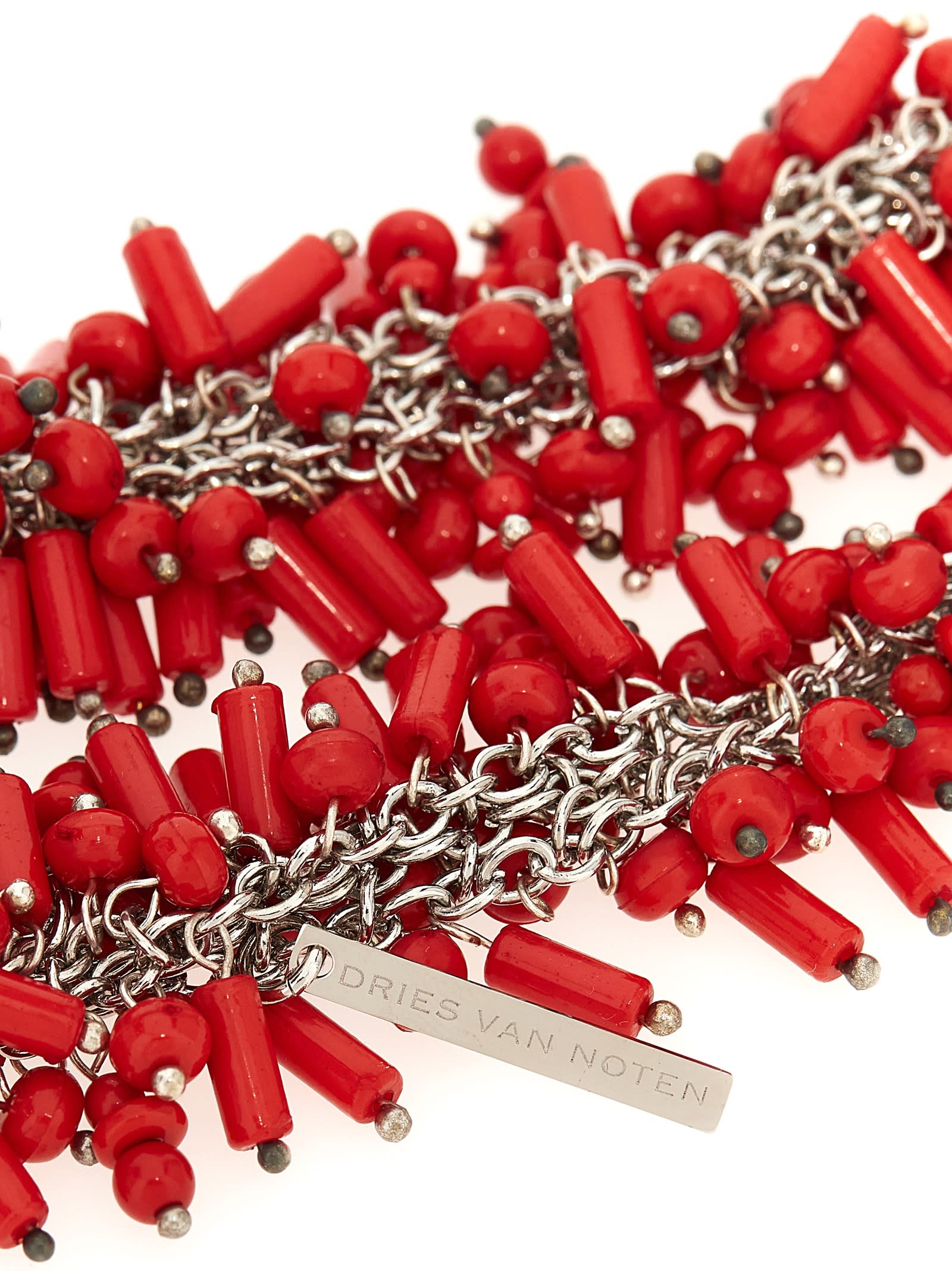 Dries Van Noten Layered Beaded Necklace With Silver Chain