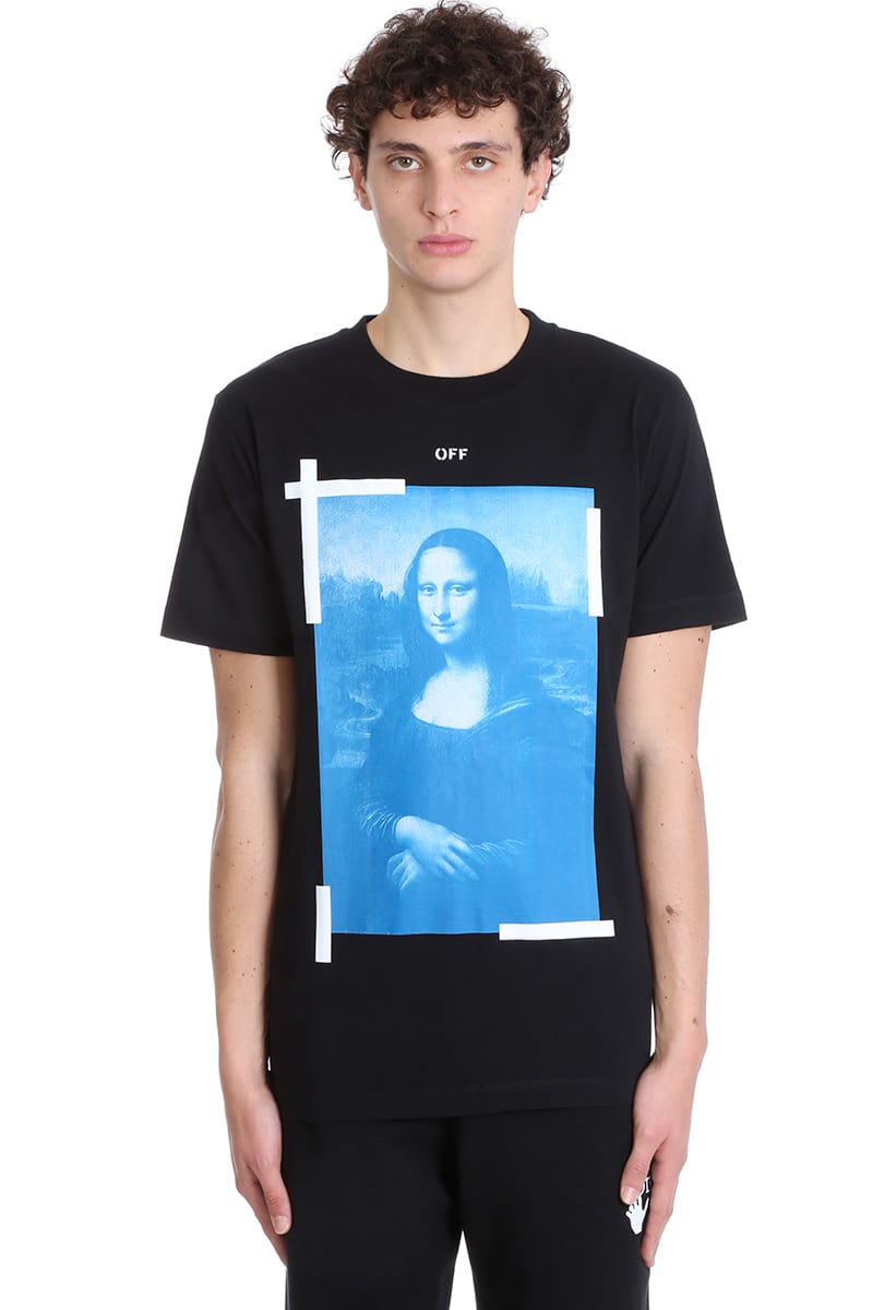OFF-WHITE BLU MONALISA T-SHIRT IN BLACK COTTON,OMAA027R21JER002 1001