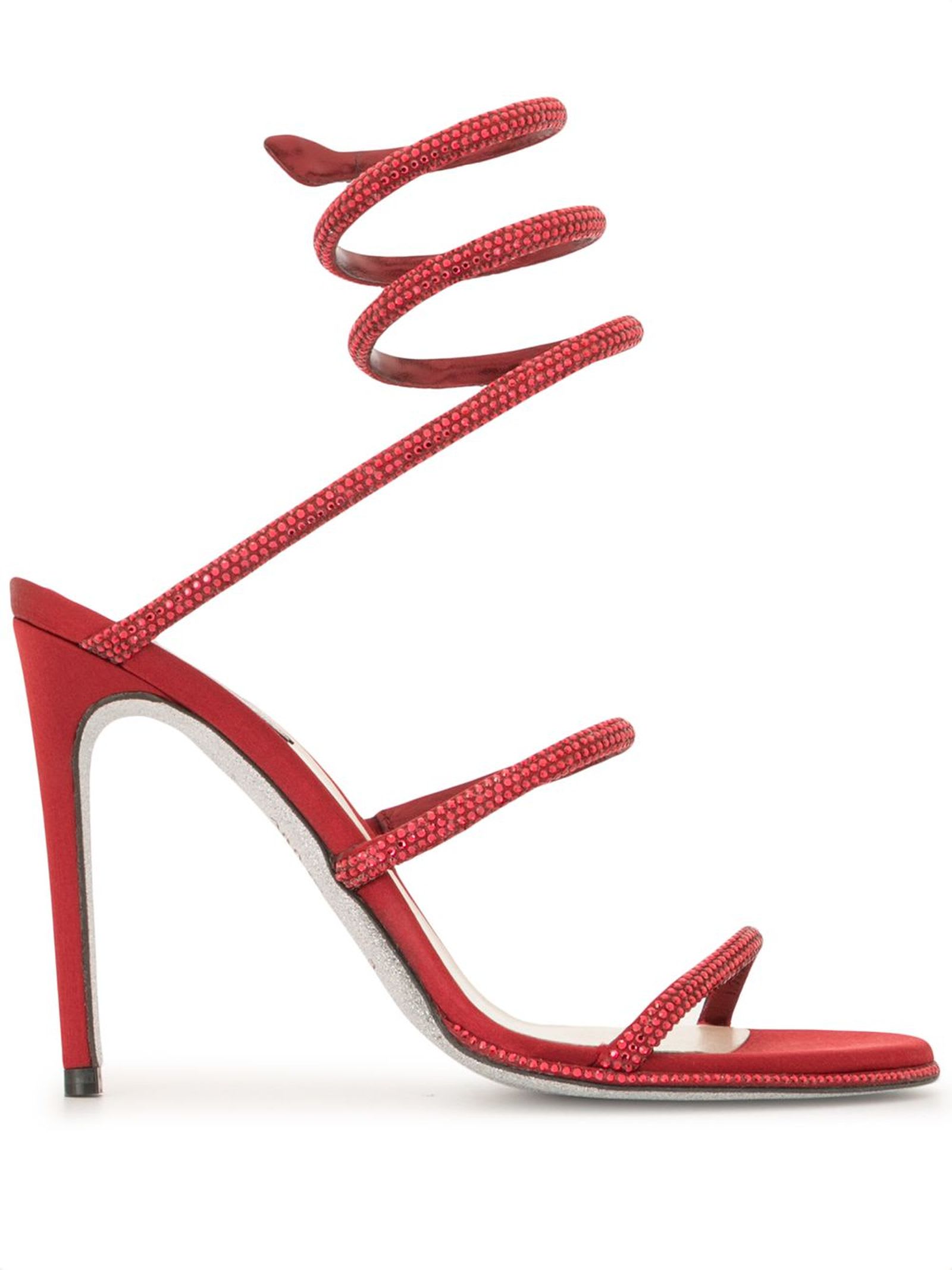 René Caovilla Red Satin Sandal