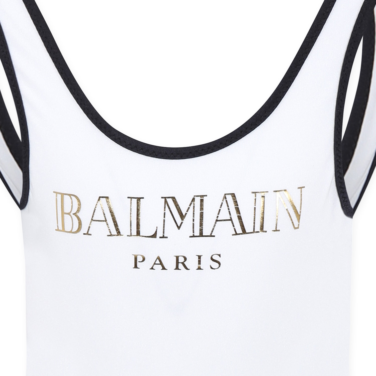 Balmain White Swimsuit For Girl With Logo In White