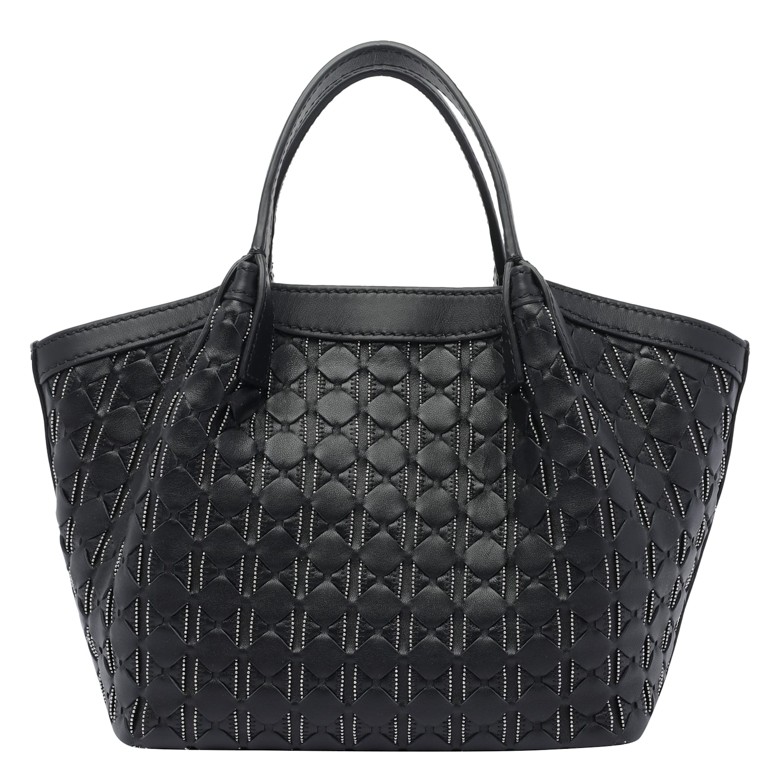 Serapian Mini Secret Mosaico Leather Microchain Tote Bag In Black
