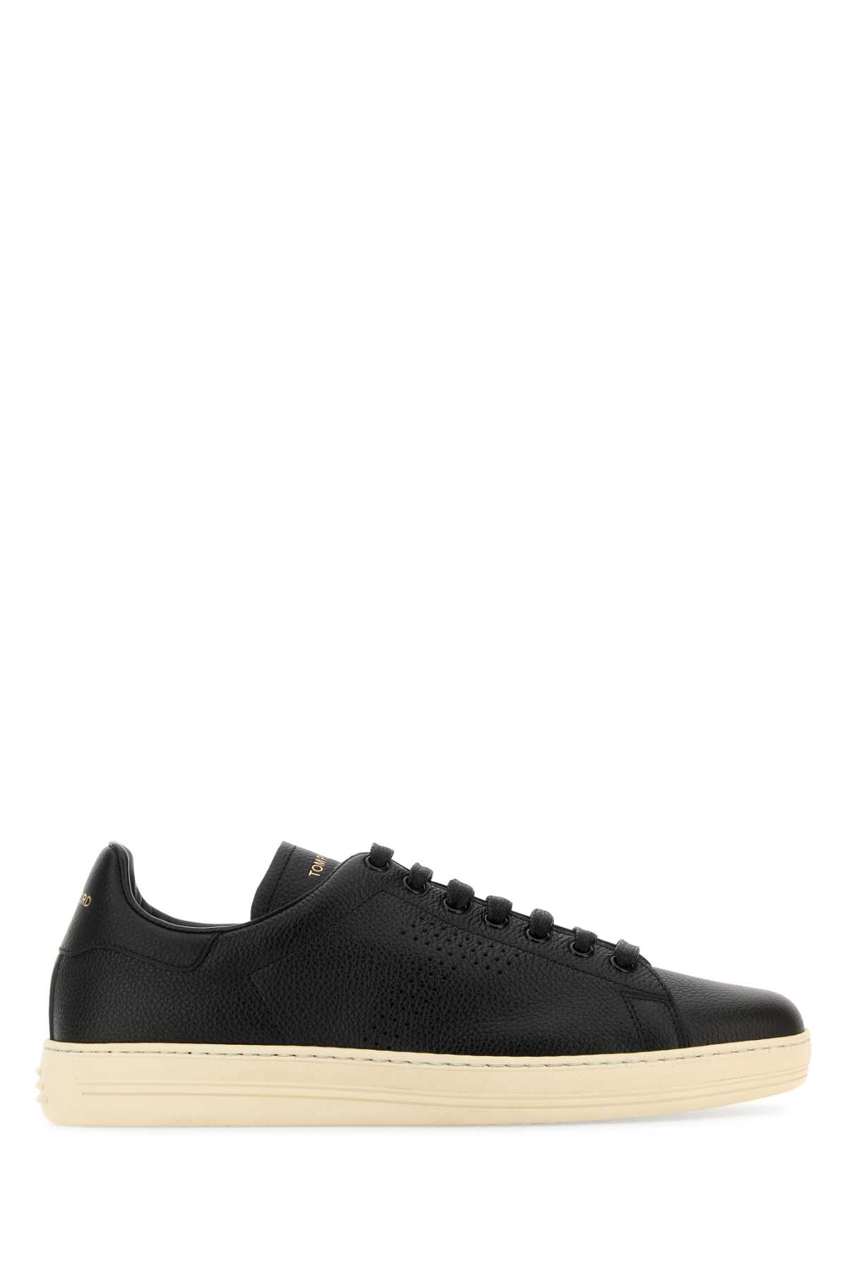 Shop Tom Ford Black Leather Warwick Sneakers