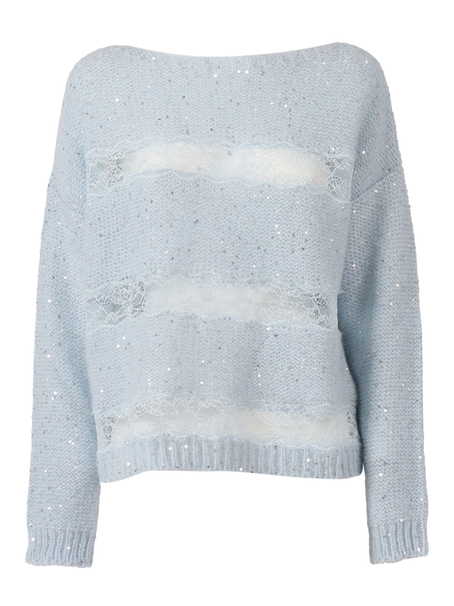 Ermanno Ermanno Scervino Boat Neck Sweater In Blue