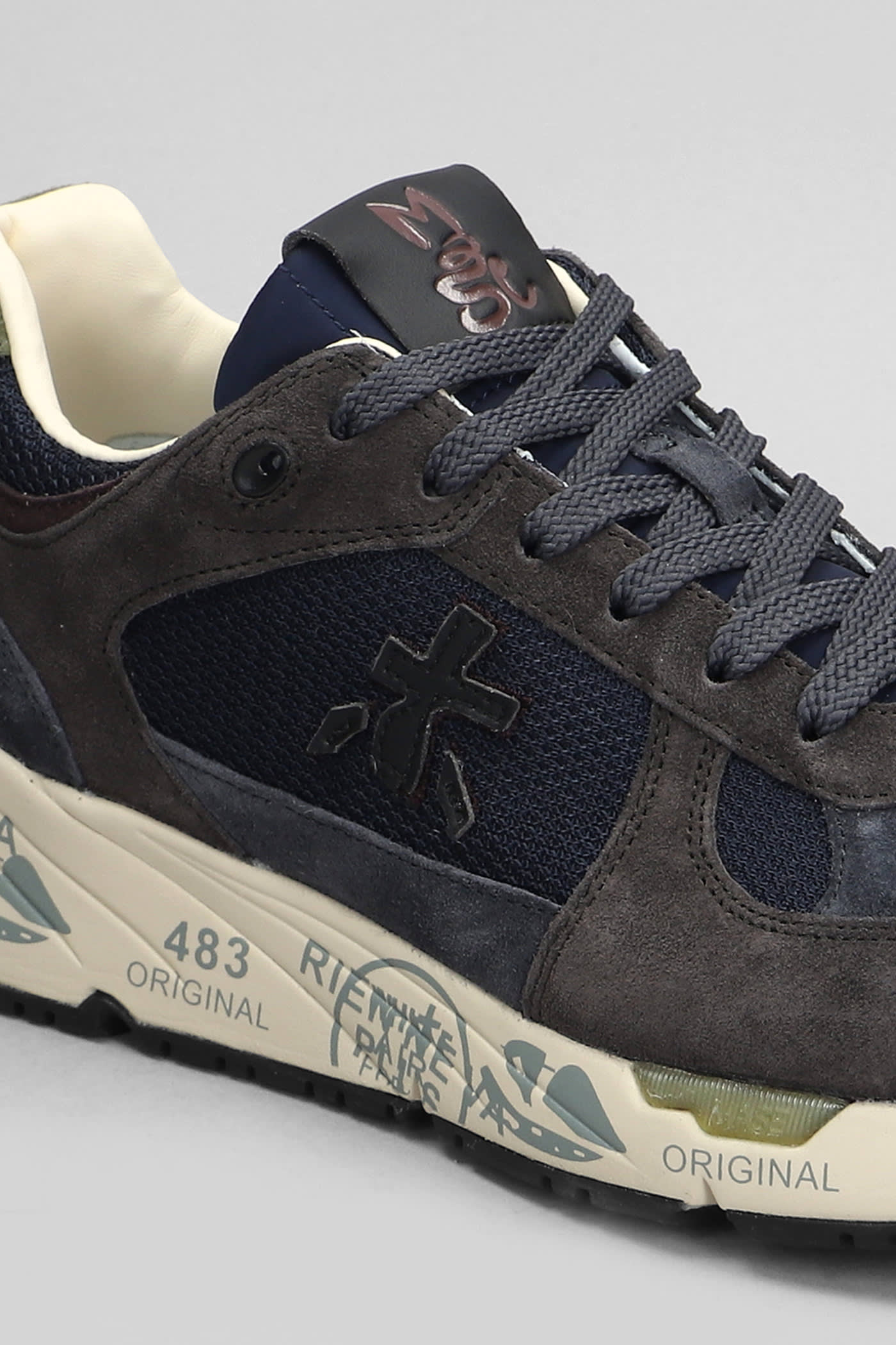 Shop Premiata Mase Sneakers In Blue Suede And Fabric