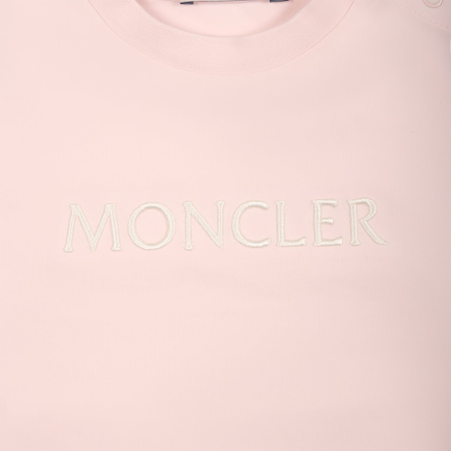 Shop Moncler Pink T-shirt For Baby Girl With Logo