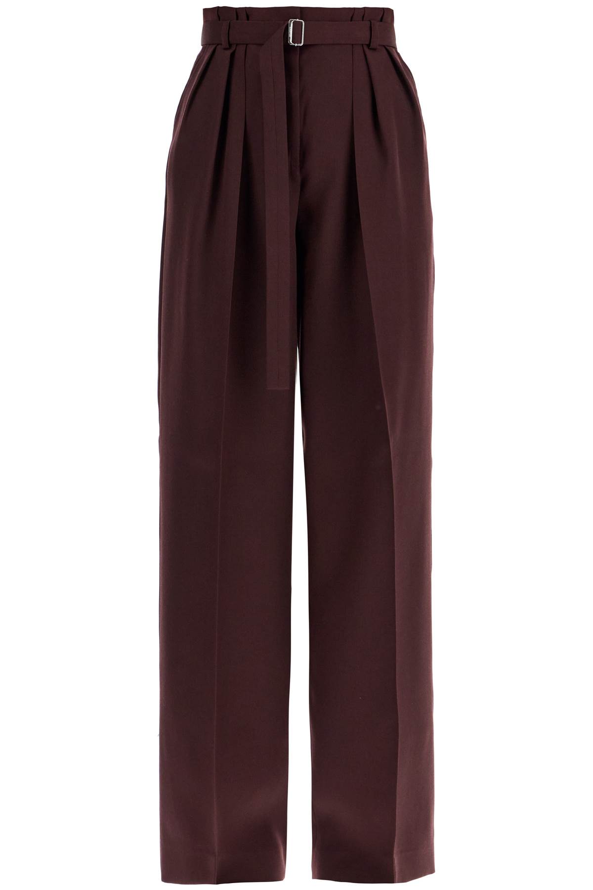 Shop Lanvin Wide-leg Pants With Belt In Bordeaux (red)