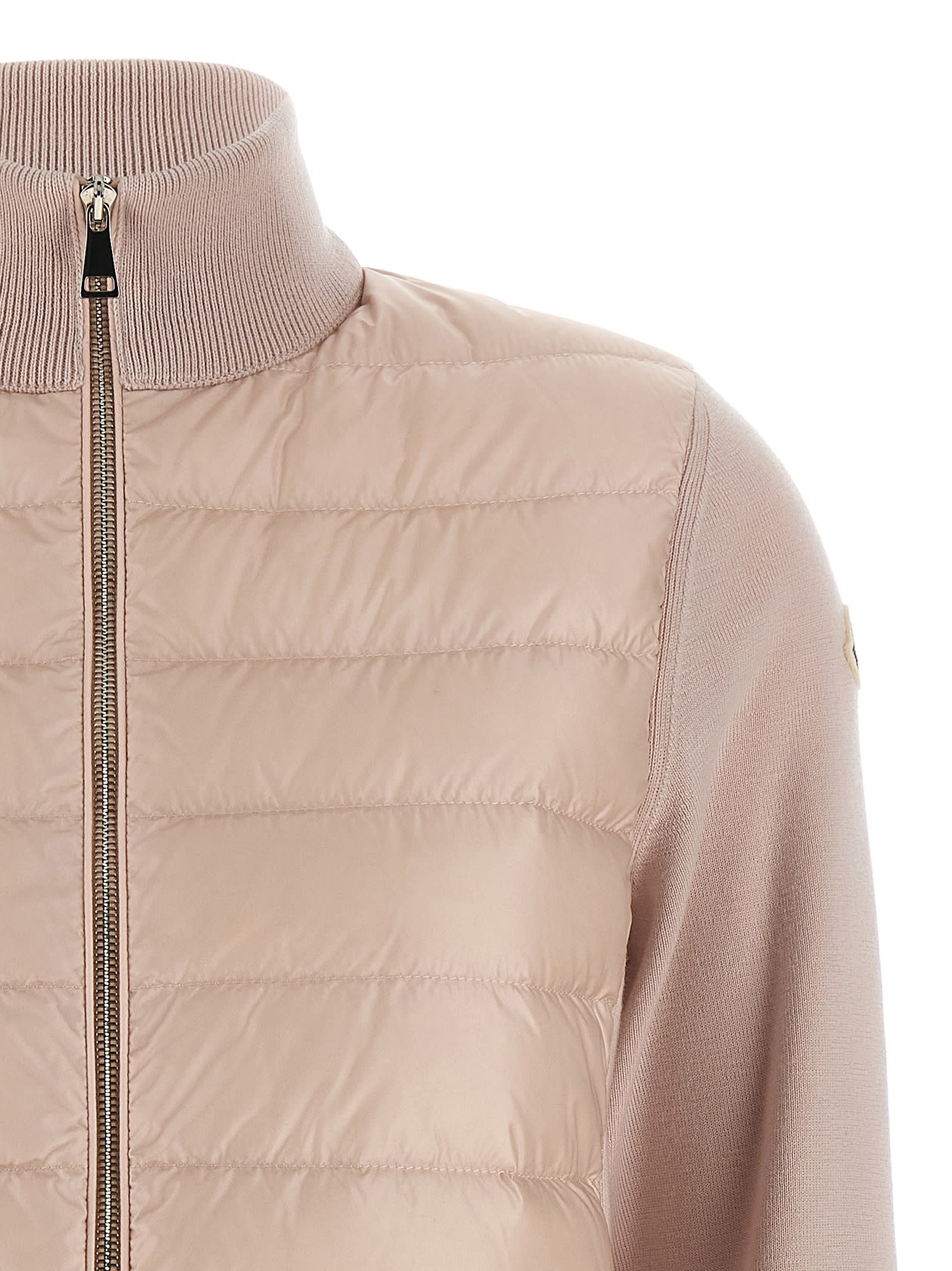 Moncler Two-material Cardigan Sweaters And Cardigans Pink In Pink