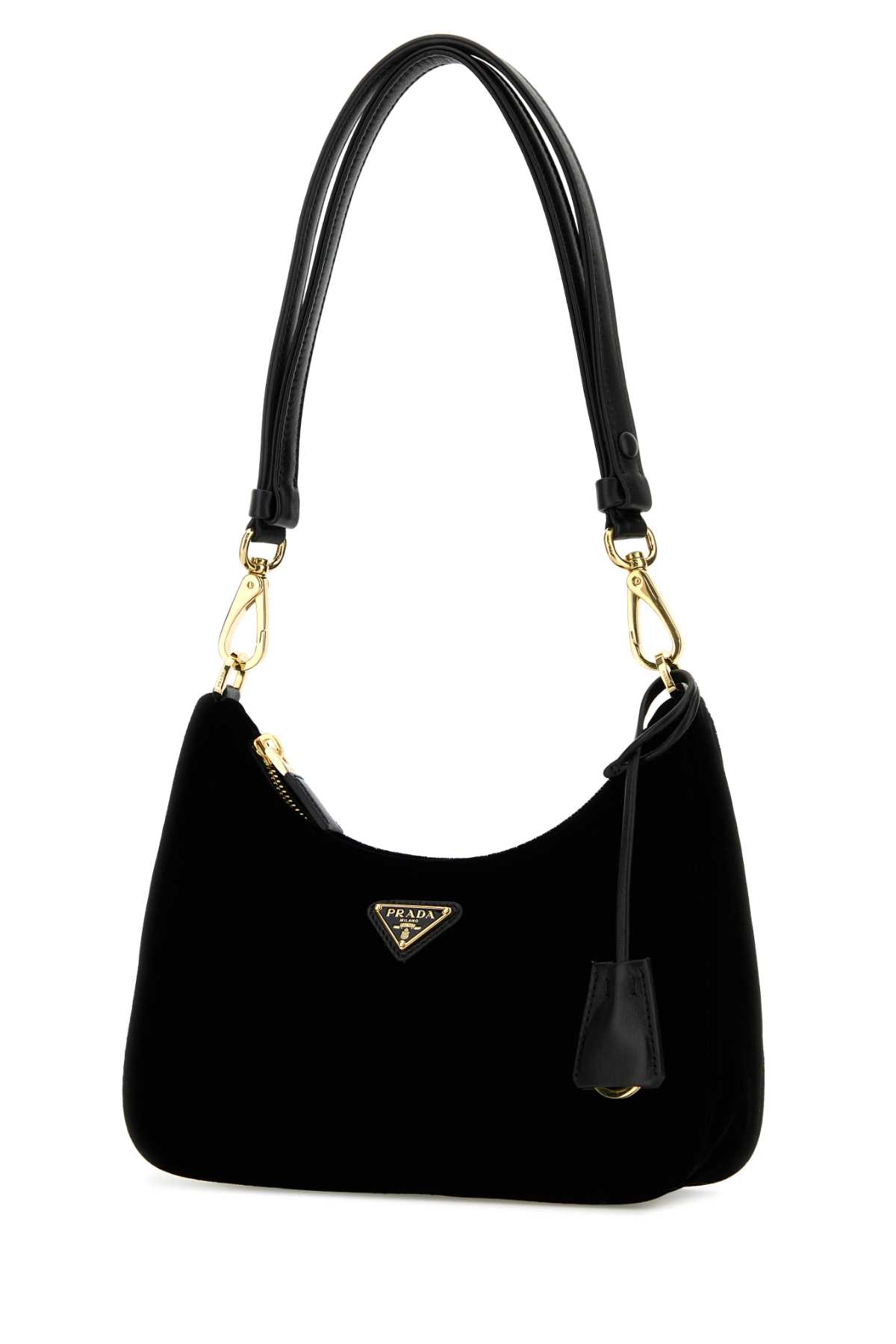 Prada Black Velvet Mini Re-edition Shoulder Bag In Nero