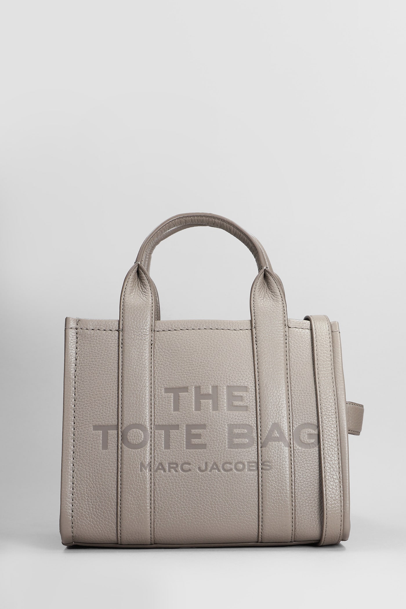 Shop Marc Jacobs The Small Tote Tote In Grey Leather