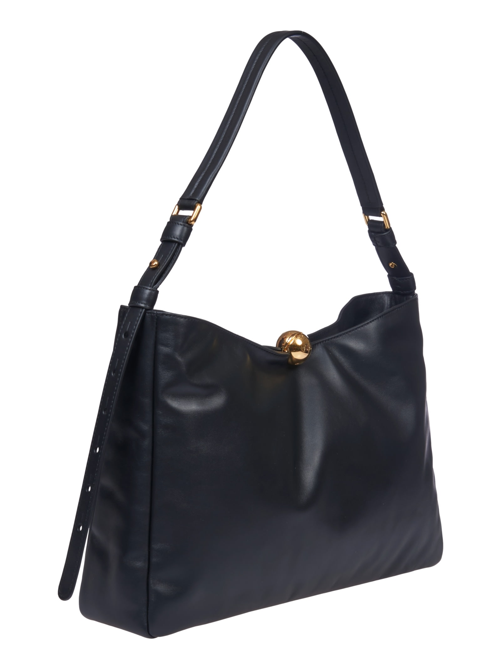 Furla Logo Debossed Medium Shoulder Bag In Black