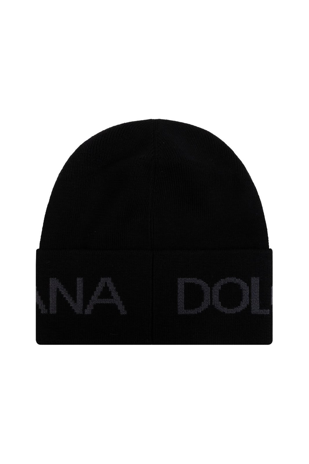 Shop Dolce & Gabbana Logo Intarsia Knitted Beanie In Nero