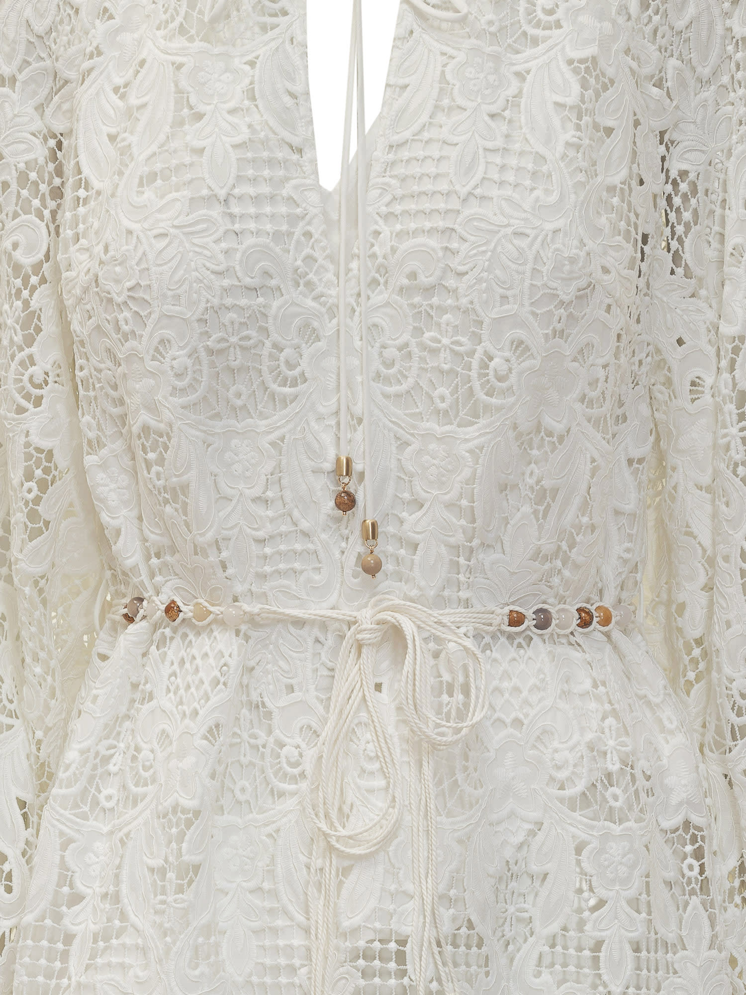 Zimmermann Coco Lace Midi Dress In Neutral