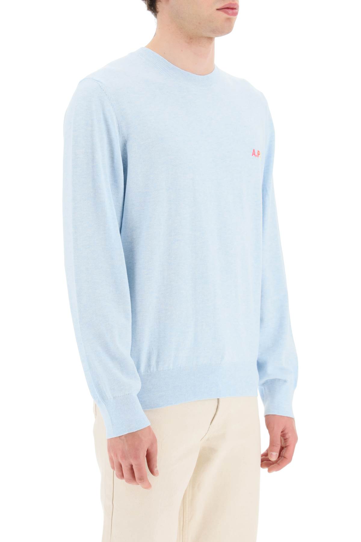 Shop Apc Martin Pullover With Logo Embroidery Detail In Bleu Ciel Chine (light Blue)