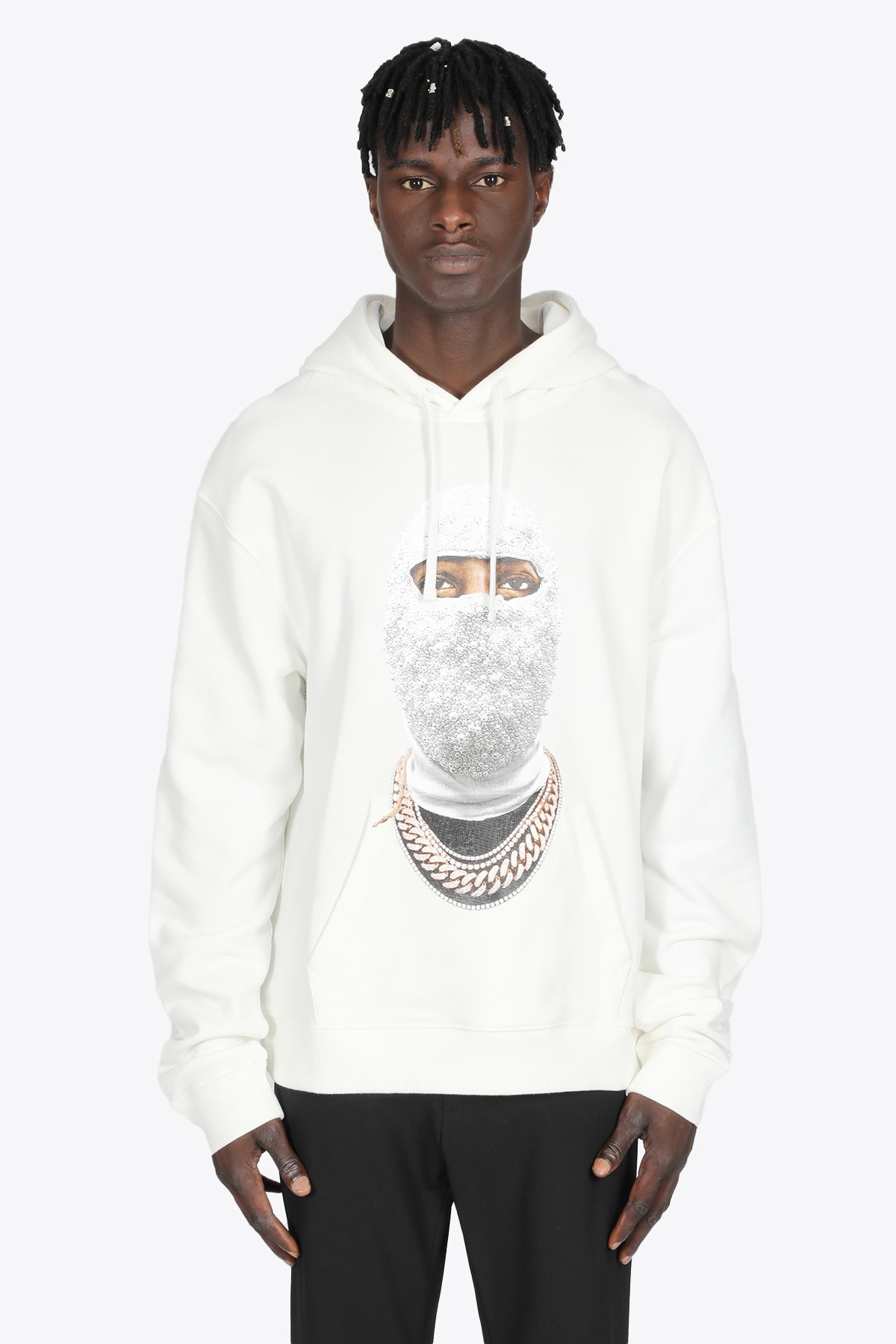 Ih nom uh nit Future Mask Hoodie White cotton hoodie with Future print
