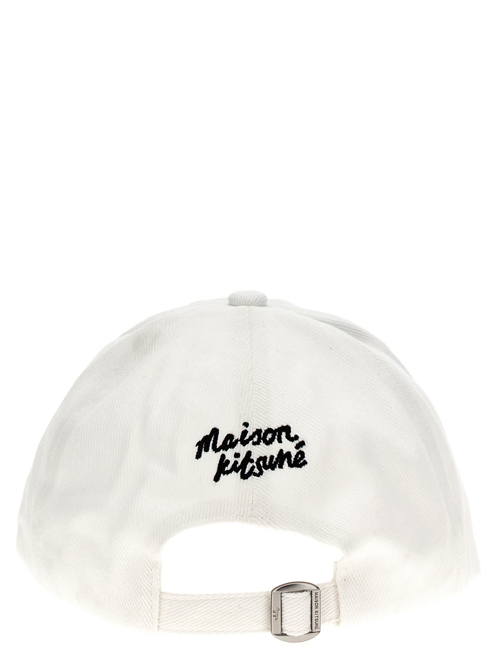 Shop Maison Kitsuné Large Fox Head Cap In White