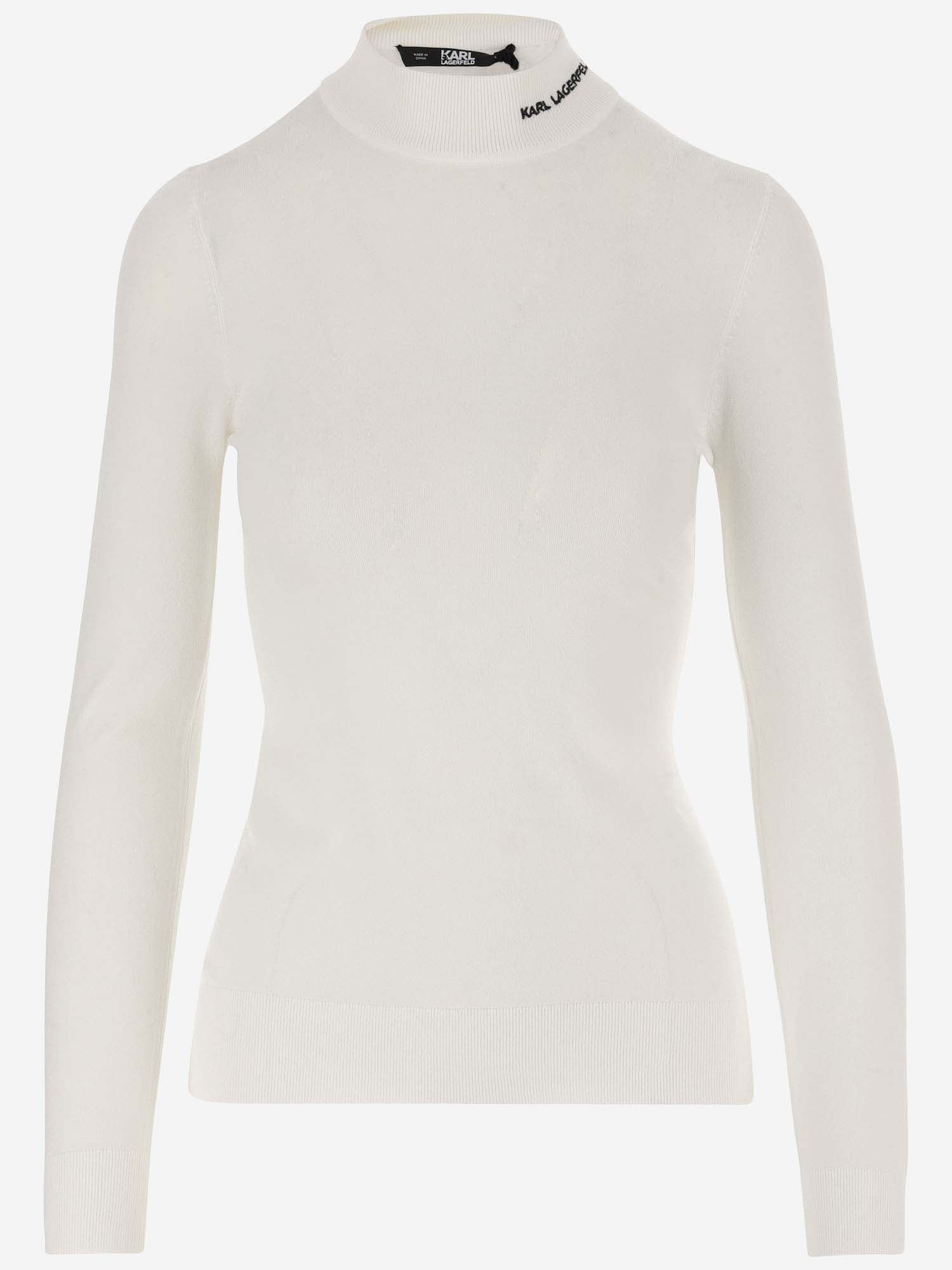 Stretch Viscose Pullover With Logo