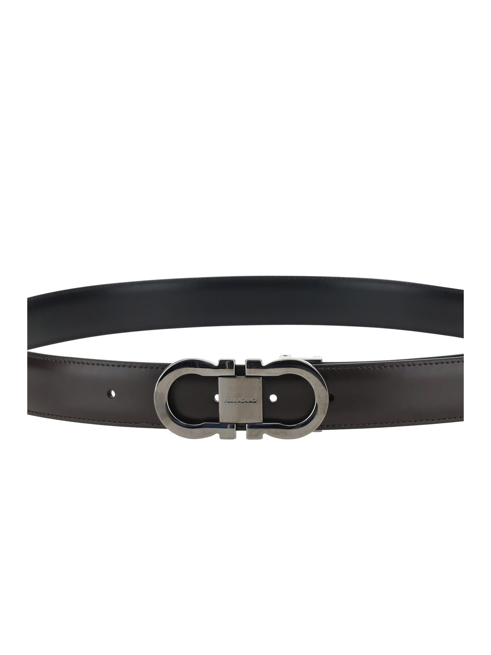 Shop Ferragamo Gancini Reversible Belt In Black