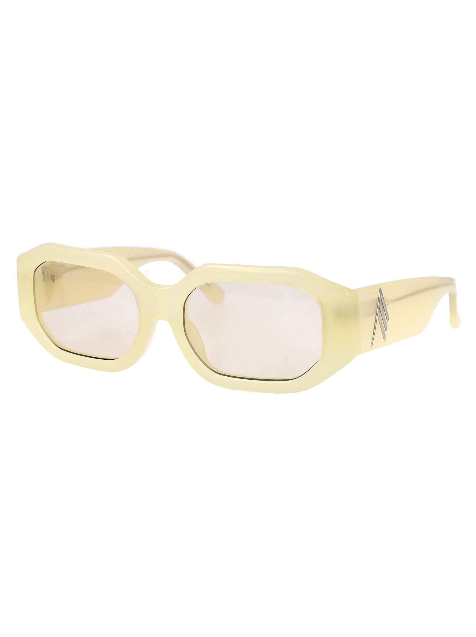 Attico Blake Squared Acetate Sunglasses In Yellow/silver/yellow