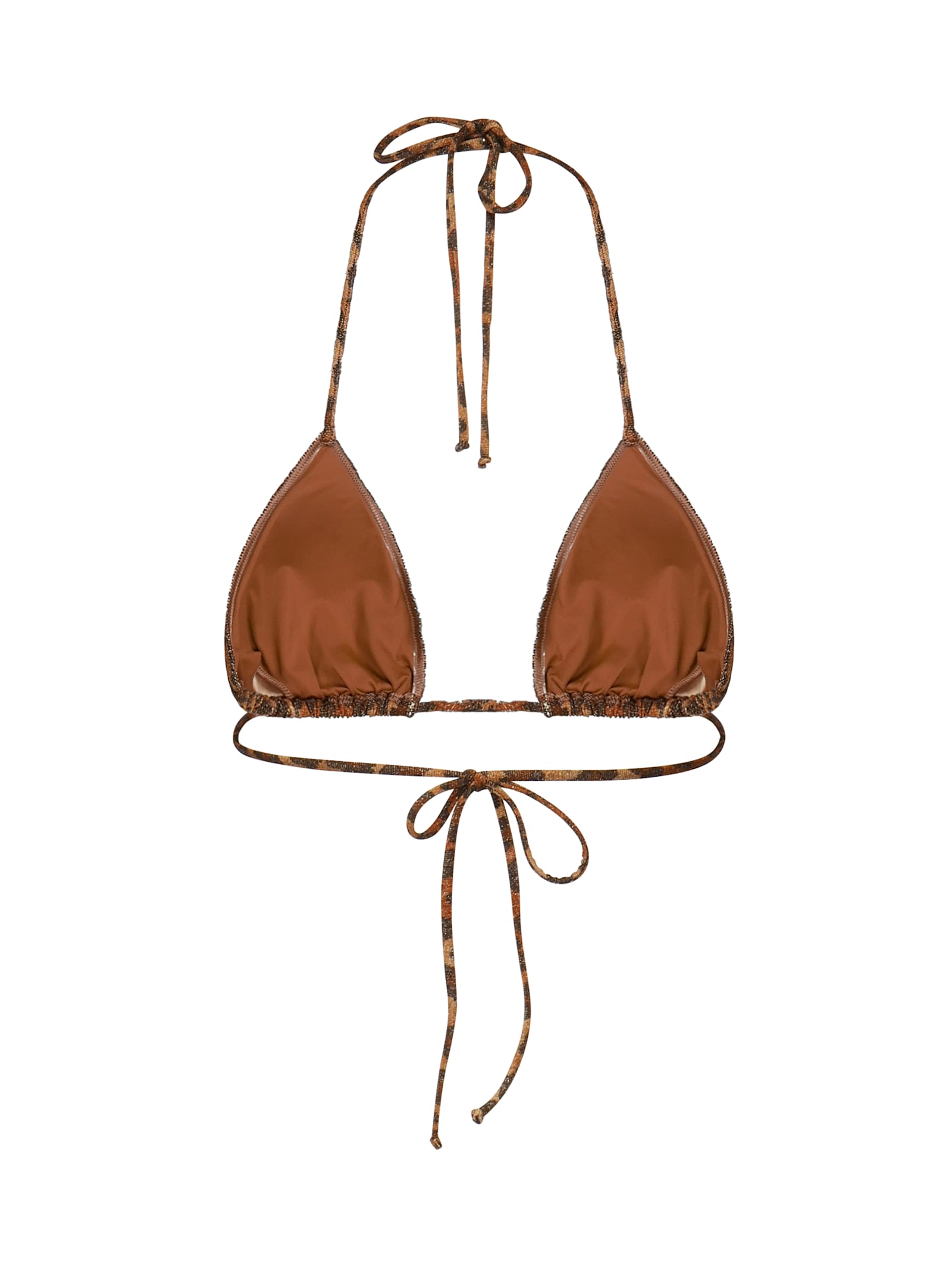 Mc2 Saint Barth Lurex Triangle Bikini Top With Animal Print