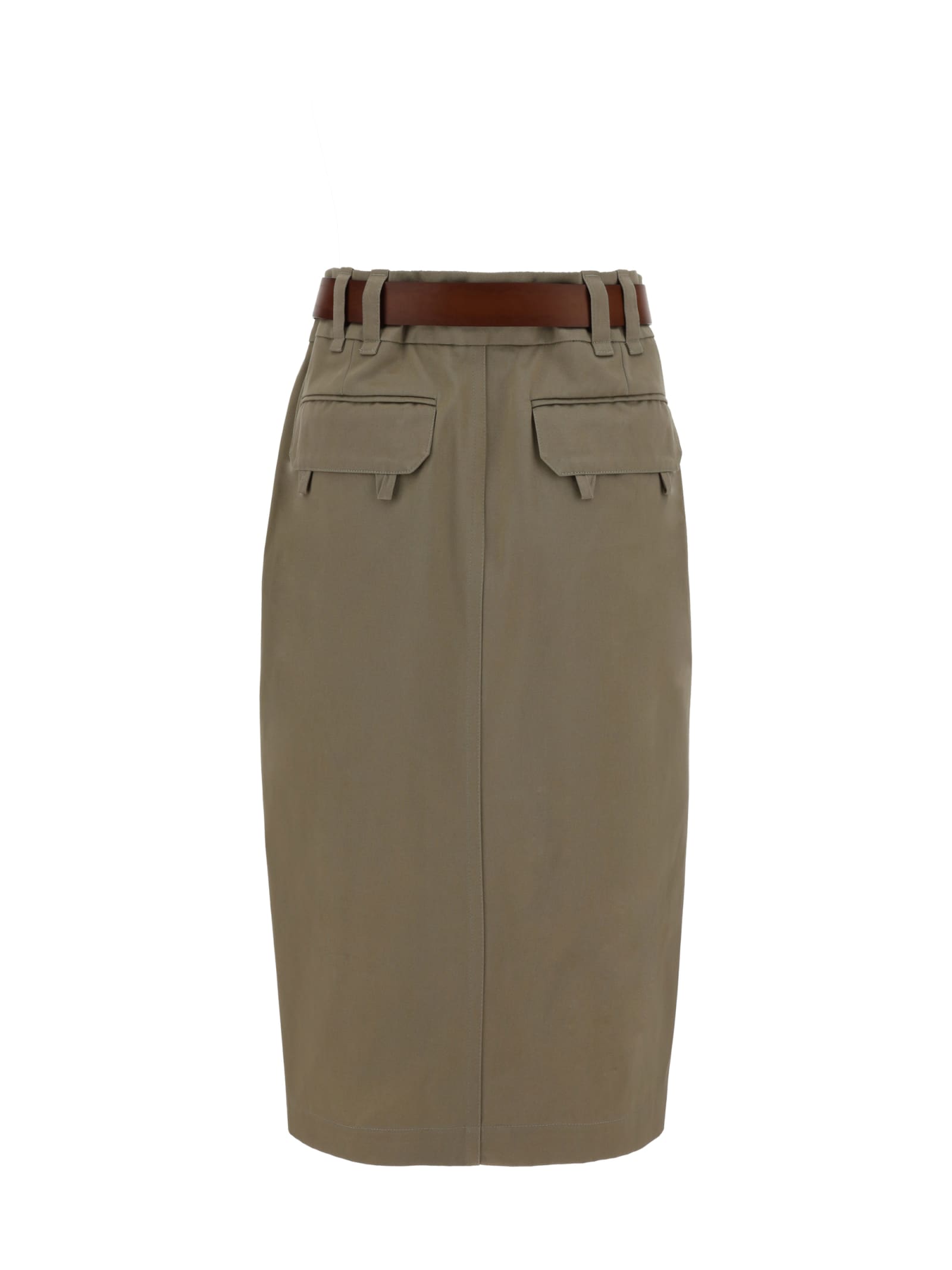Saint Laurent Jupe Saharienne Gabardine De Coton Mercerisee