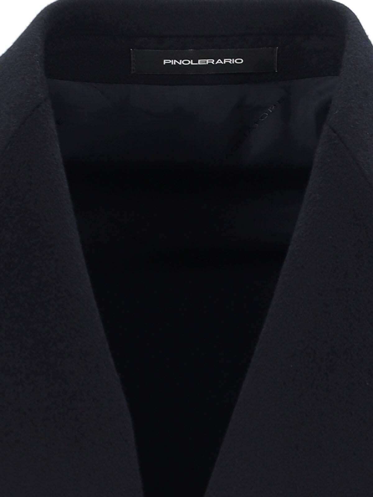 Tagliatore Black Double-breasted Coat With Four Pockets In Blue