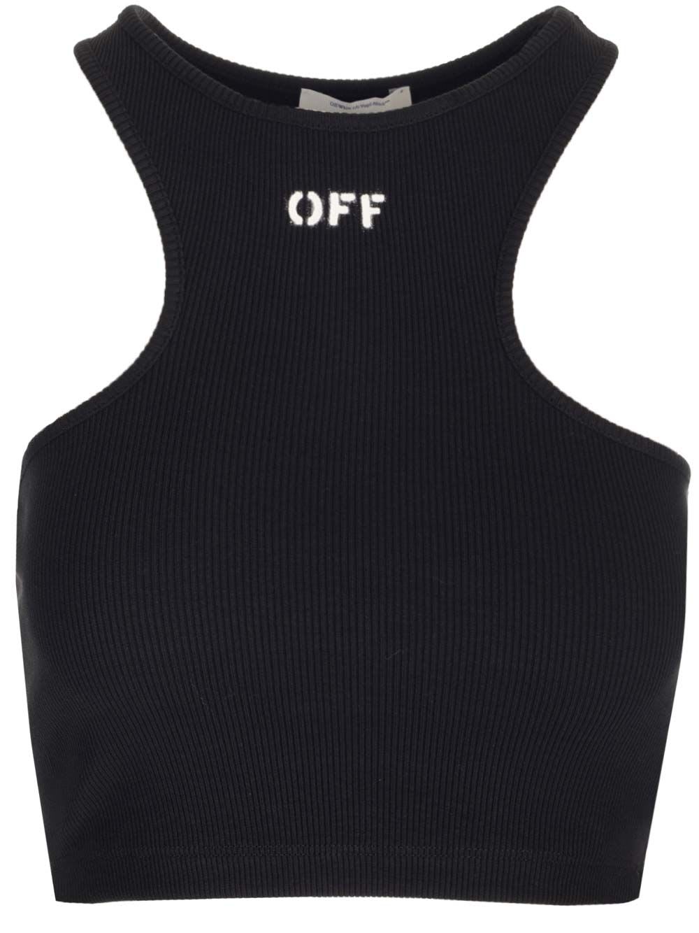 Shop Off-white Cropped Tank Top In Black