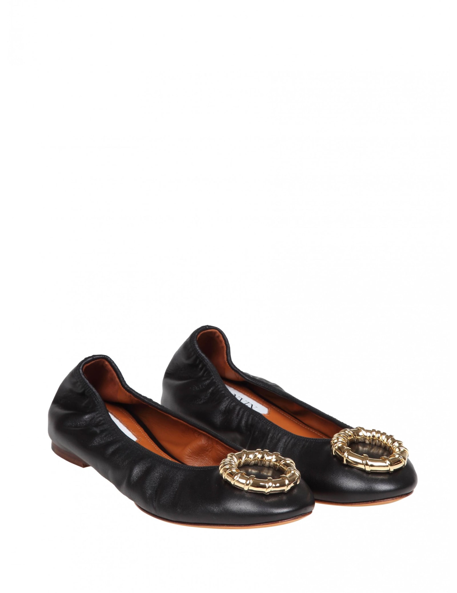 Shop Lanvin Nappa Ballerina With Black Buckle