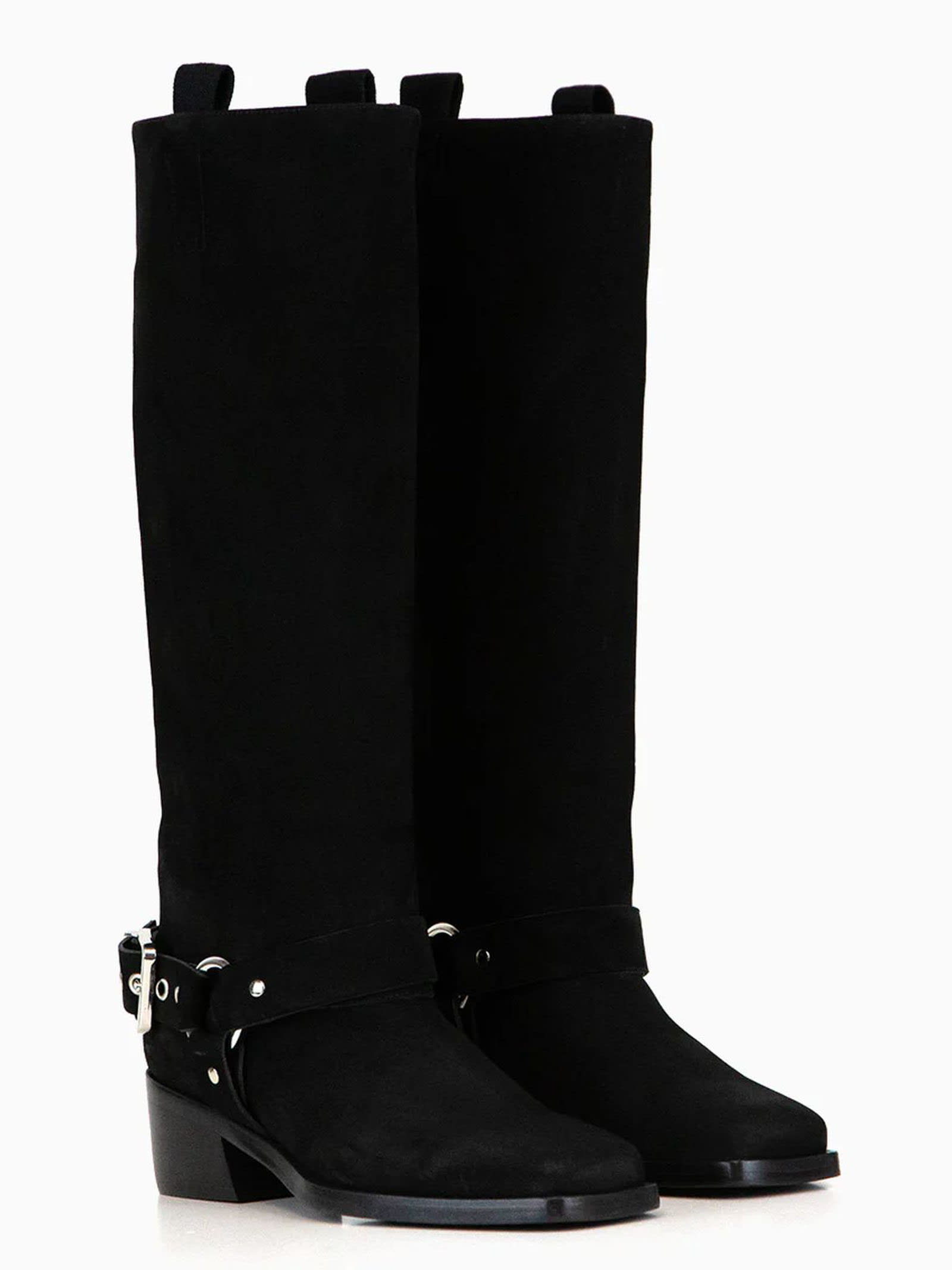 ALDO CASTAGNA BLACK SUEDE TEXAN BOOTS 