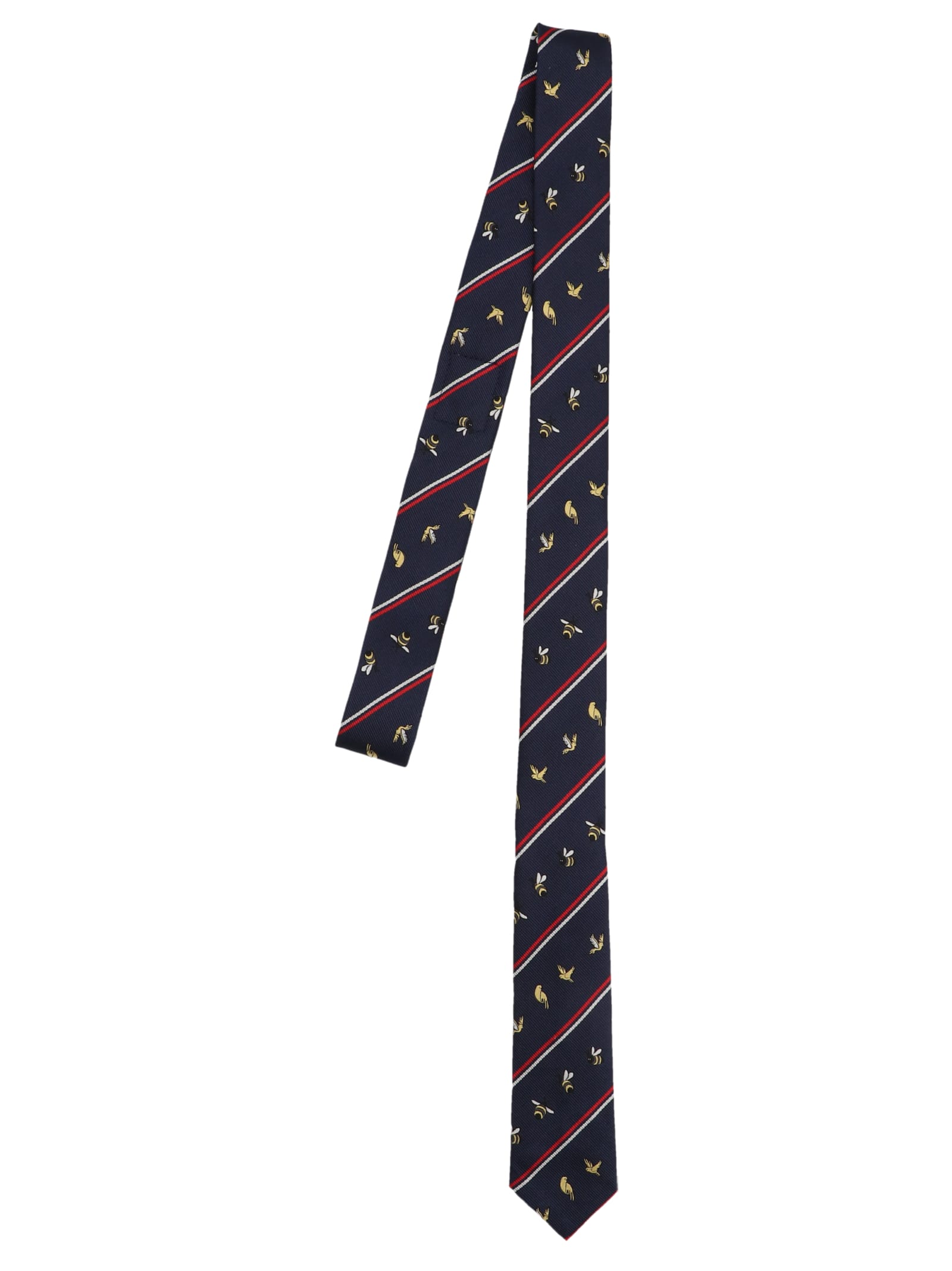 Thom Browne Seidenkrawatte Mit Bienen In Blue