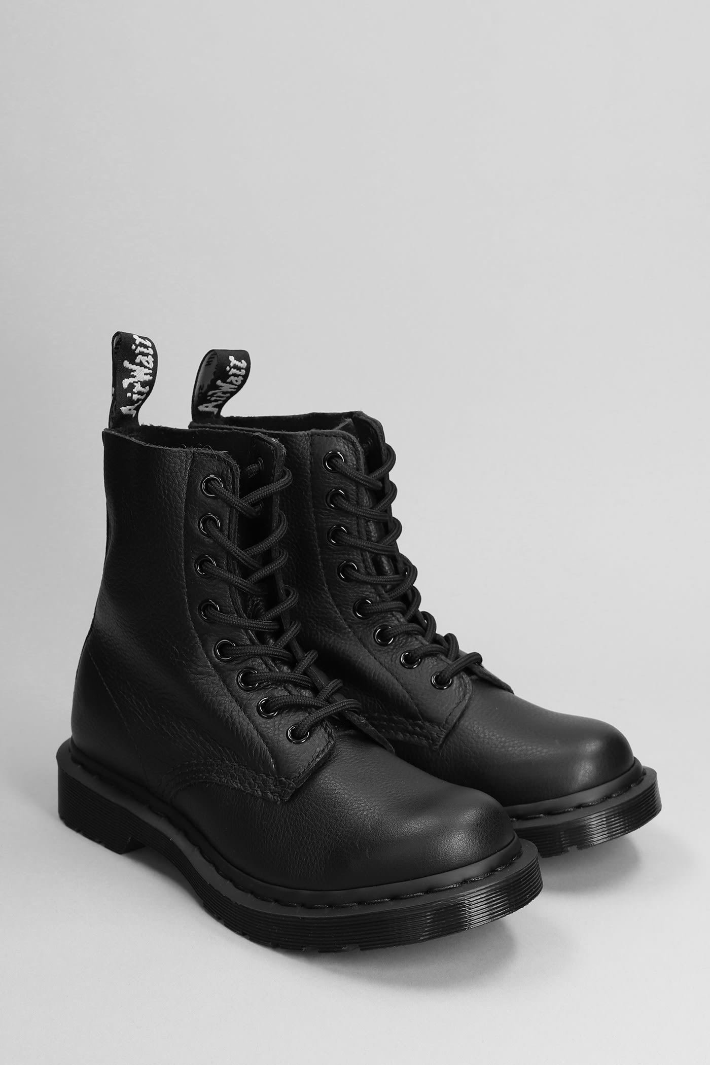 Dr. Martens' 1460 Mono Combat Boots In Black Leather In Black