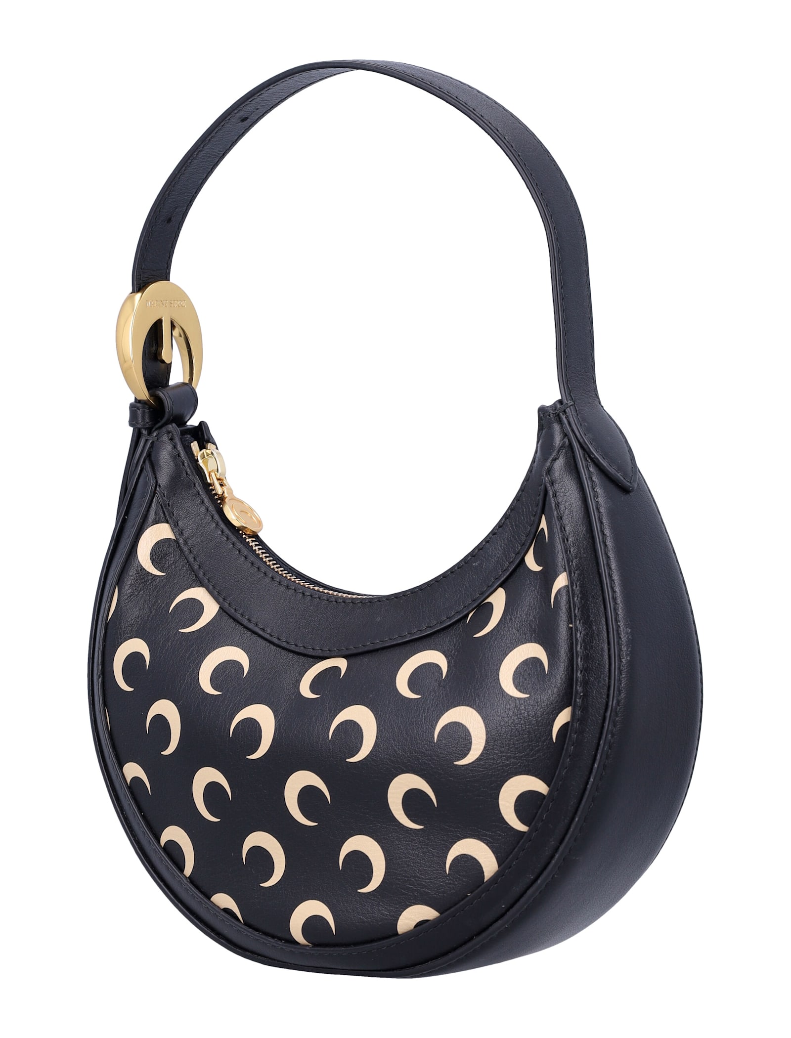 Shop Marine Serre Aom Sreen Print Leather Eclips Mini In Black Tan