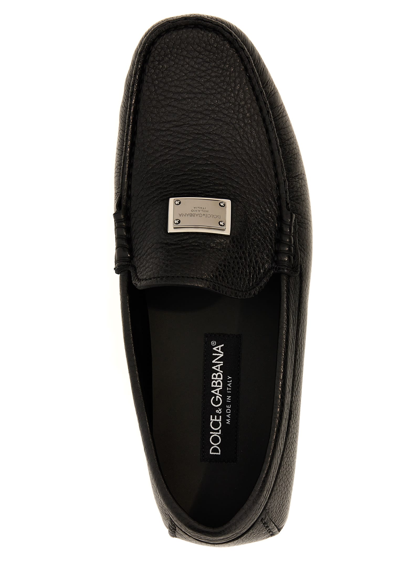 Shop Dolce & Gabbana Logo Leather Loafers In Nero