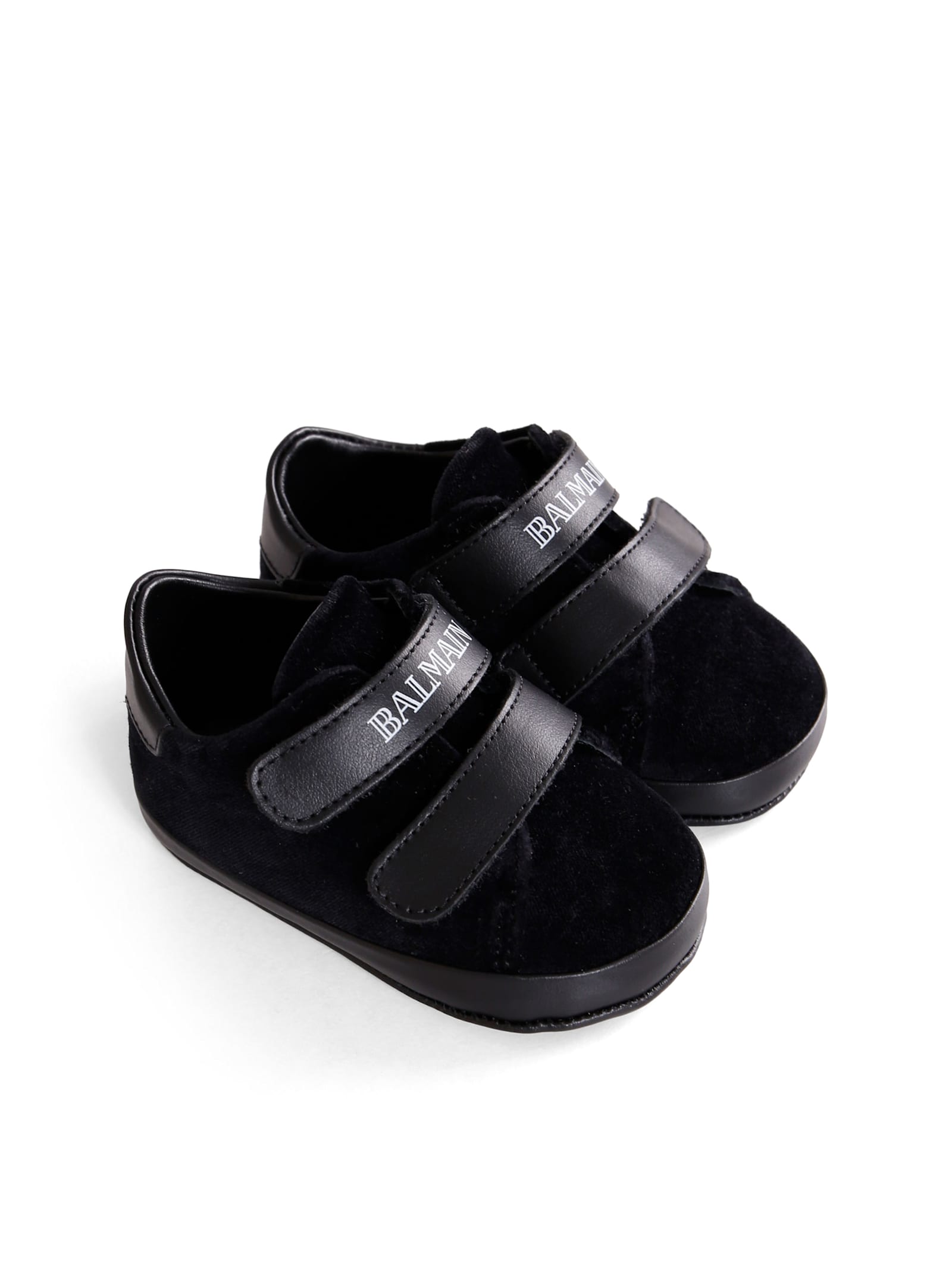 Balmain Black Sneakers For Babykids Wirth Logo In Black