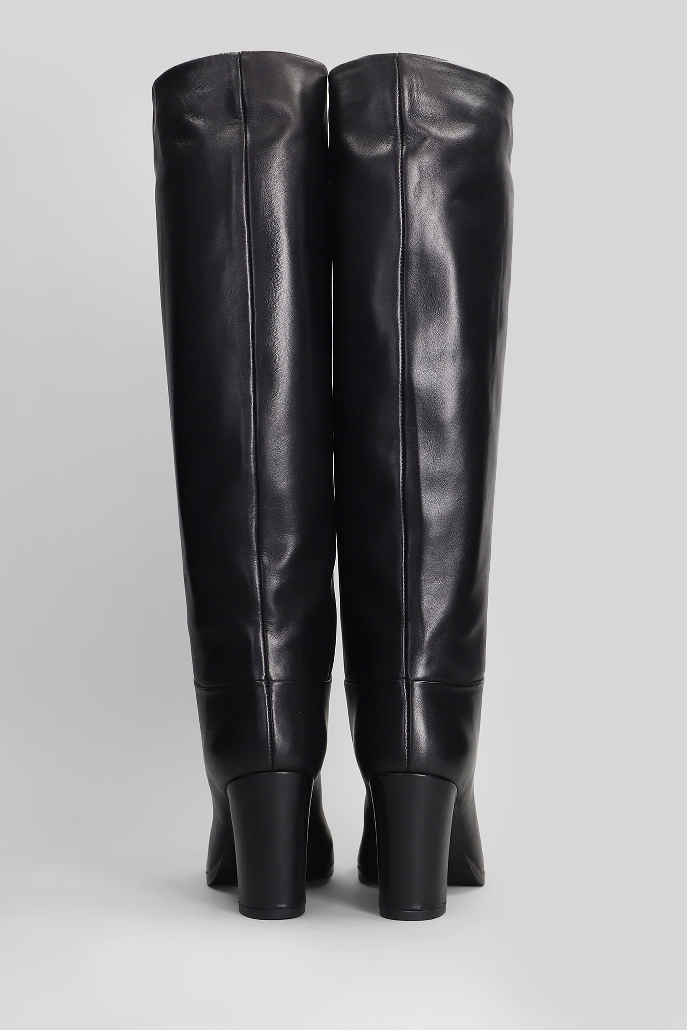 Julie Dee High Heels Boots In Black Leather In Multi