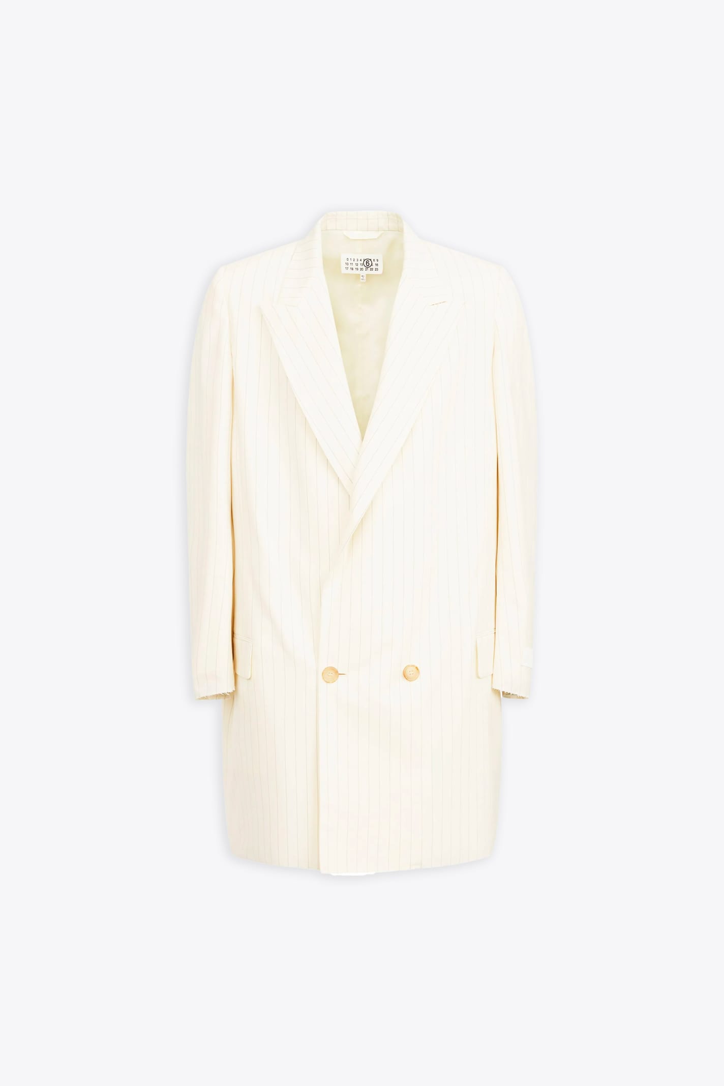 Giacca Off white pinstriped long double-breated blazer