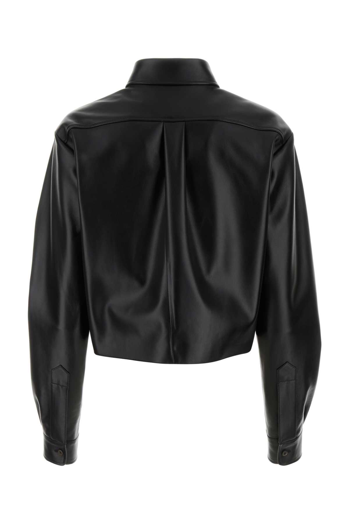 Miu Miu Black Nappa Leather Shirt In Nero