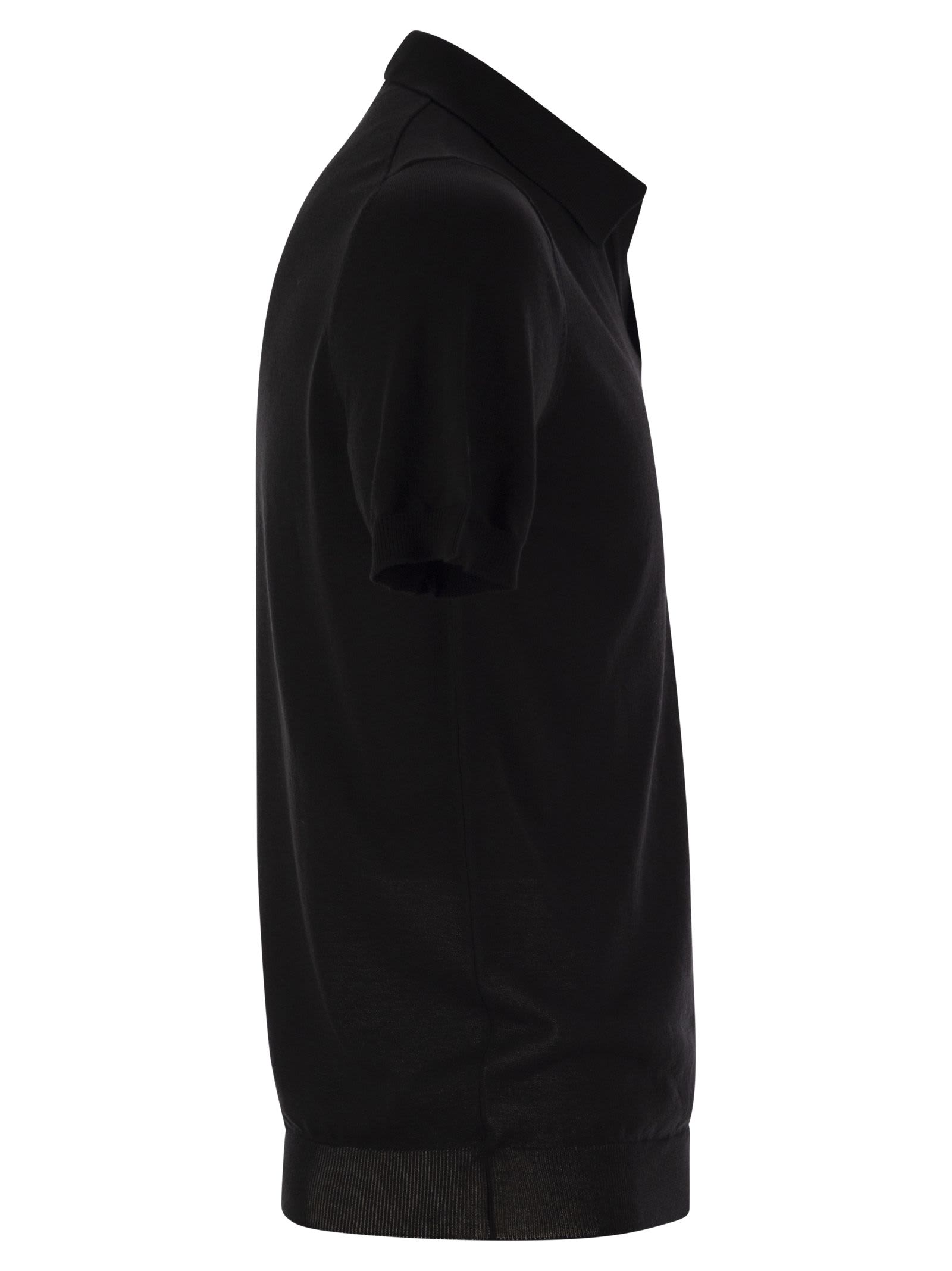 Shop Tagliatore Basic Short-sleeved Cotton Polo Shirt In Black