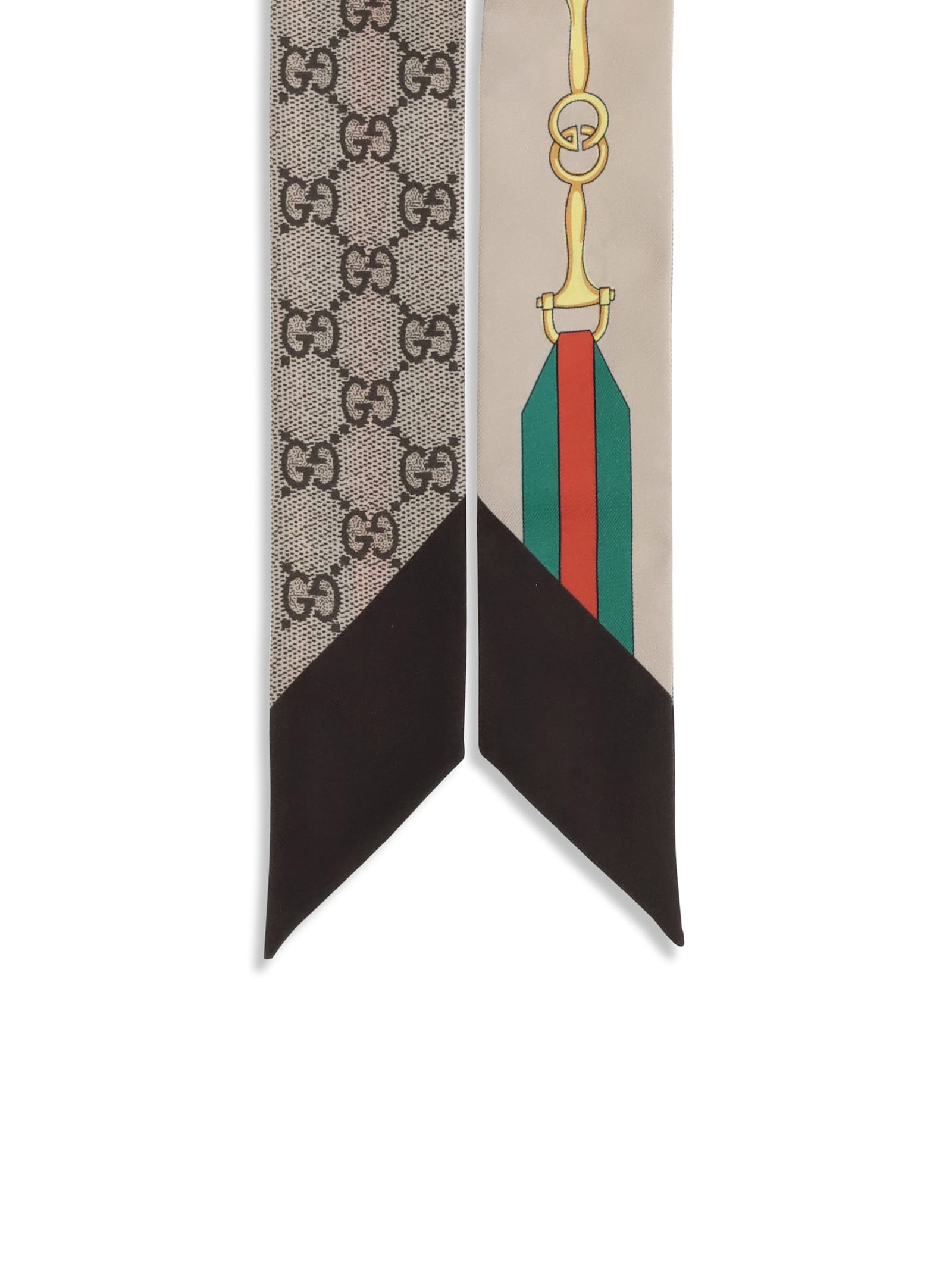 Gucci Silk Scarf With A Morsetto Print And Gg Crisscross