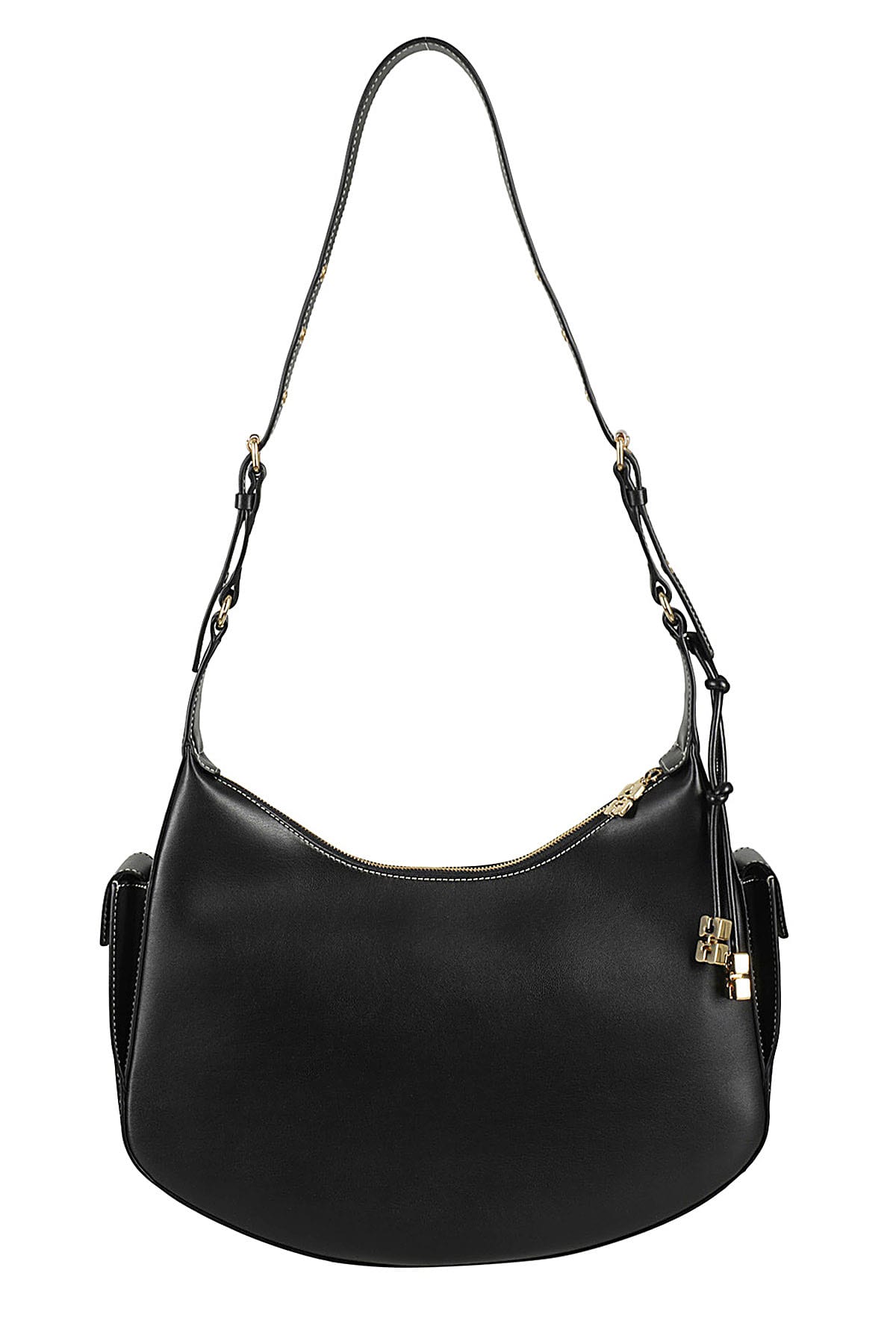 Shop Ganni Large Hobo In Black