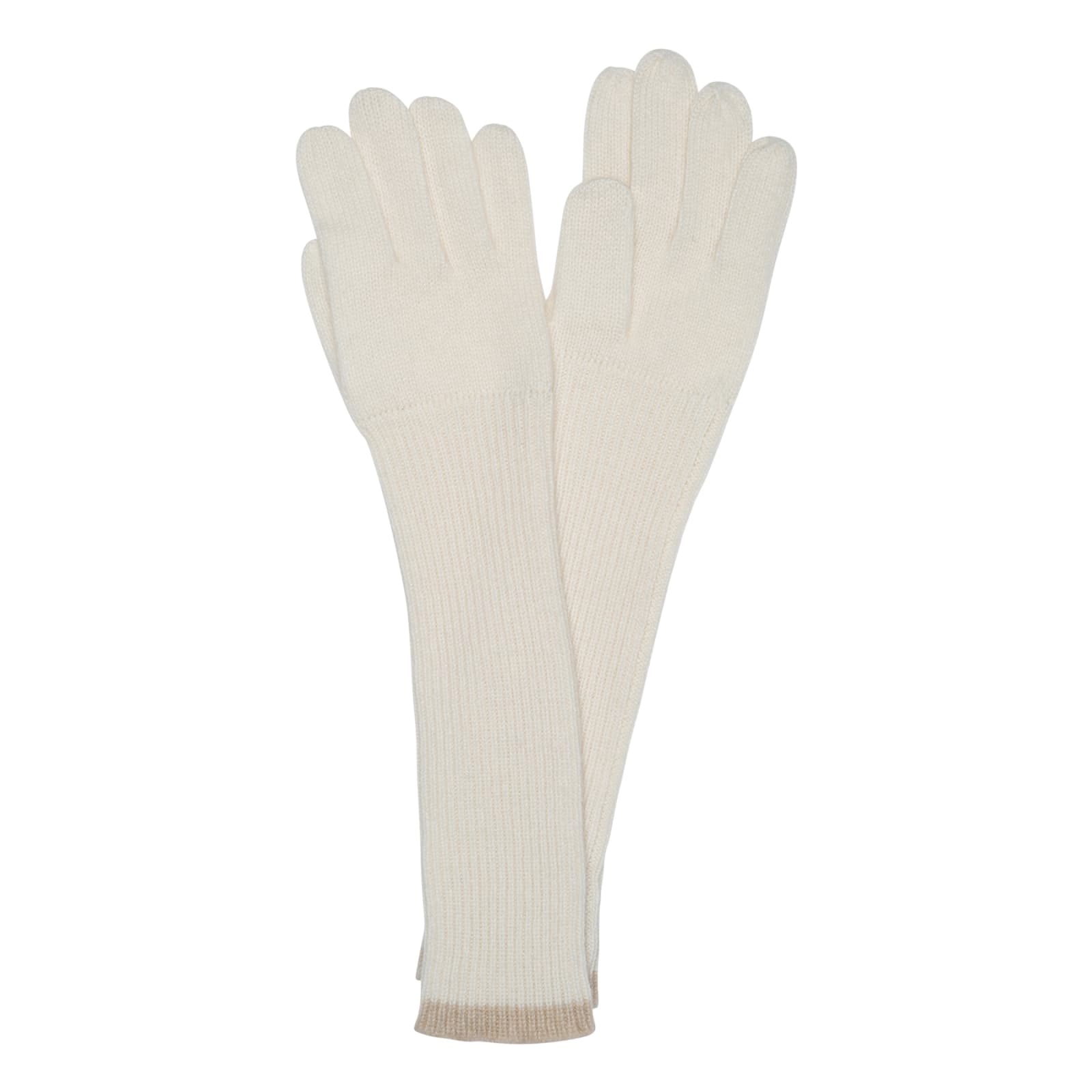 Aspesi White Cashmere Long Gloves