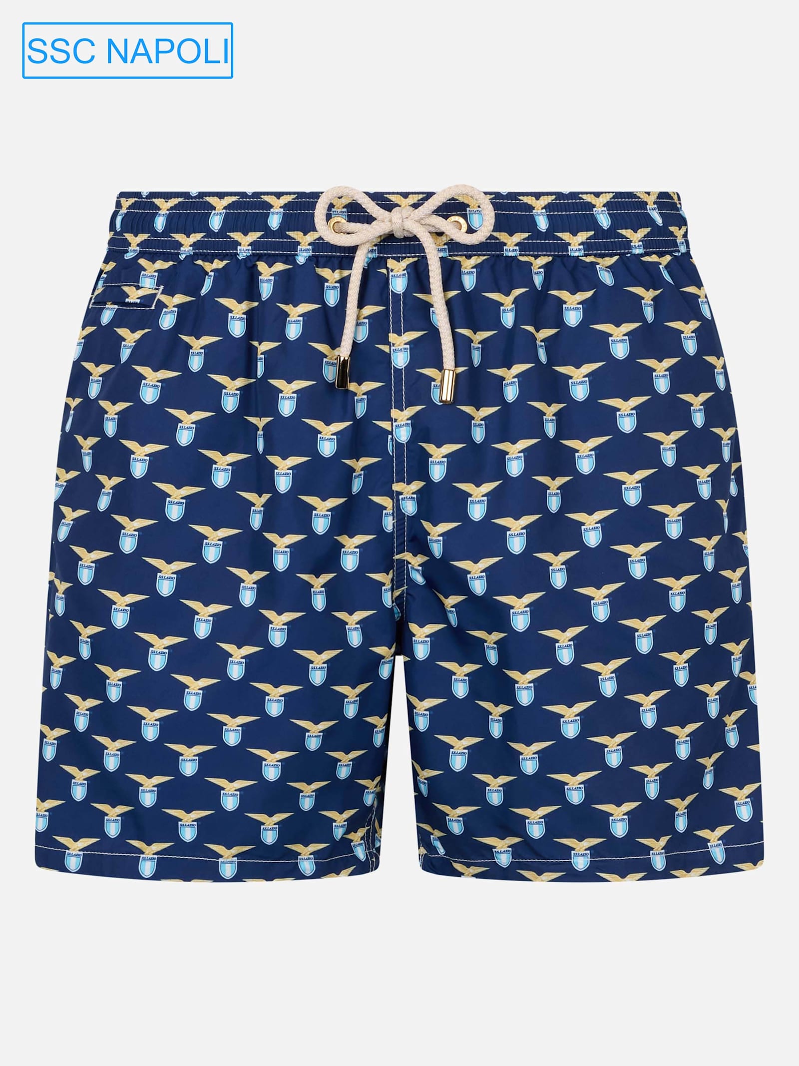 Man Lightweight Fabric Swim Shorts With Lazio Logo Print Ss Lazio Special Edition