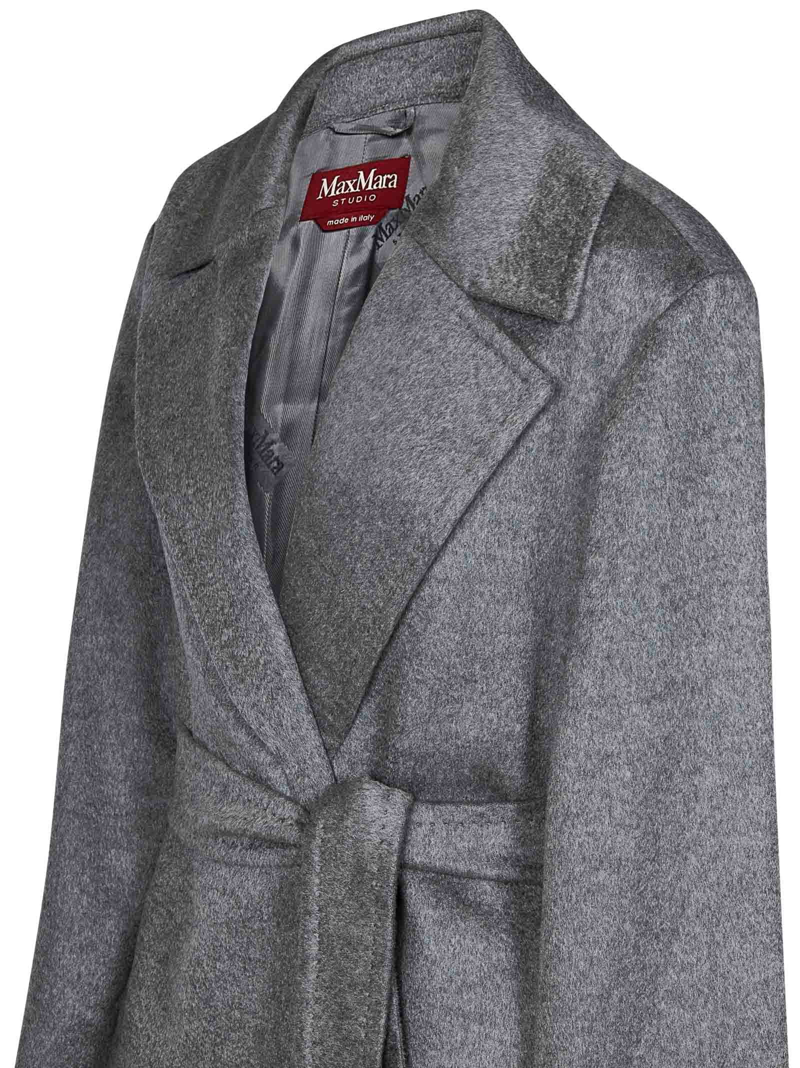 Shop Max Mara Maxmara Studio Pazzo Coat In Grey