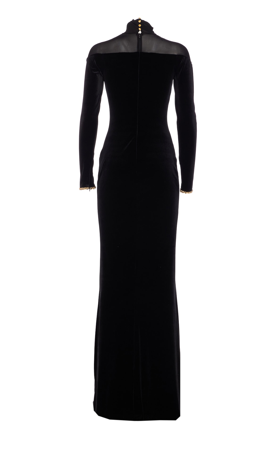 Elisabetta Franchi Red Carpet Dress In Velvet And Jersey Fabrics In Black