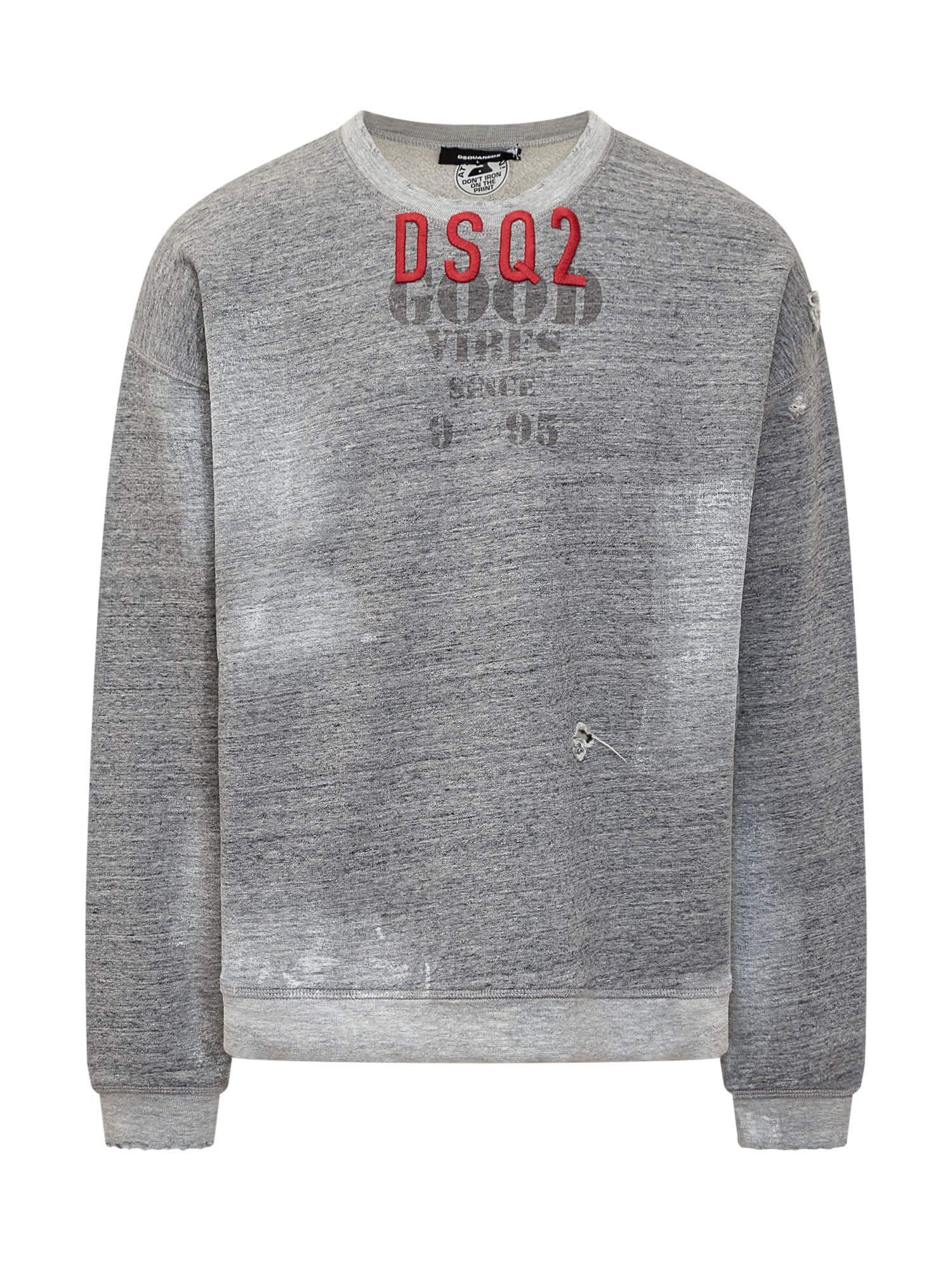 Shop Dsquared2 Sweatshirt With Logo In Grey Melange