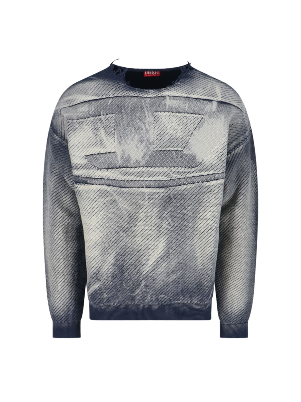 Shop Diesel Frayed Sweater In Gray