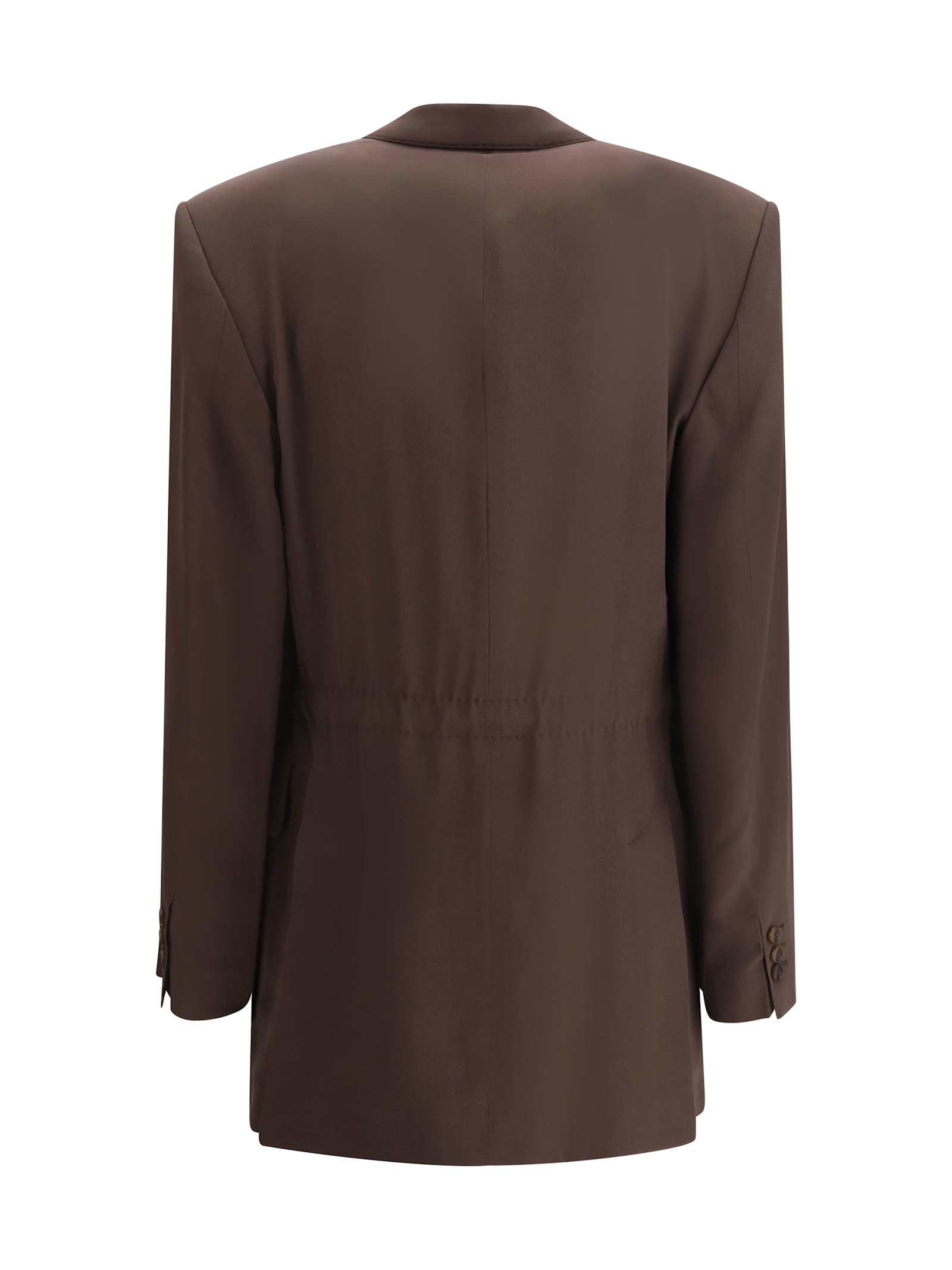 Shop Petar Petrov Silk Blazer Jacket In Dark Brown