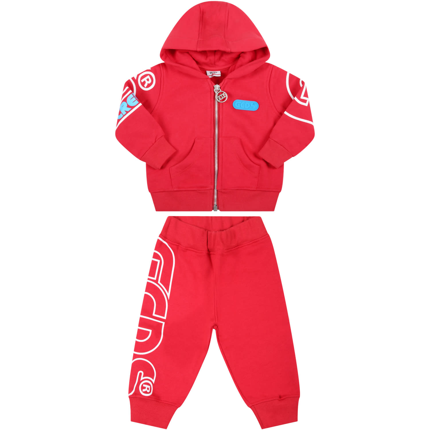GCDS Mini Red Tracksuit For Baby Boy With Logo